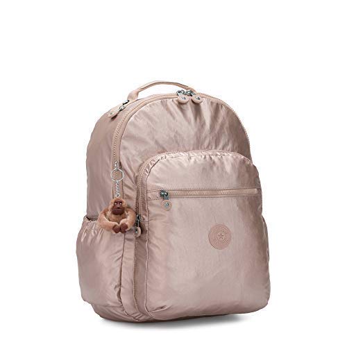 Kipling Seoul GO Small Backpack for Women - Lightweight Travel Backpack, Water-Resistant Laptop Bag with RFID Protection (Quartz Metallic) - Perfect for Work, School & Daily Commute