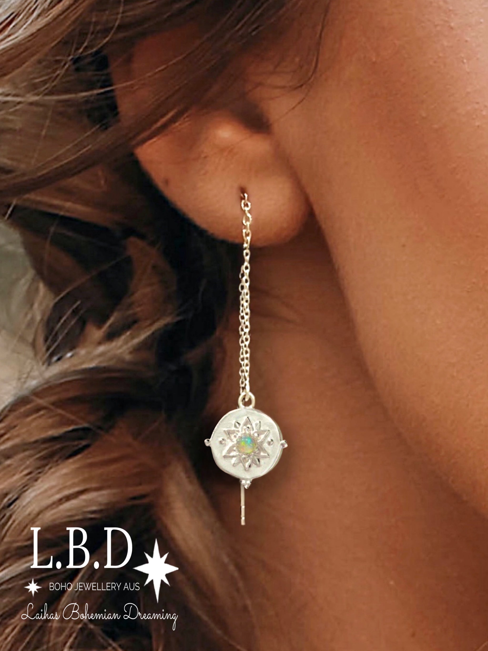 Exquisite Vera May Threader Style Opal Earrings for Women - Dainty Bohemian Jewelry for Everyday Wear & Special Occasions