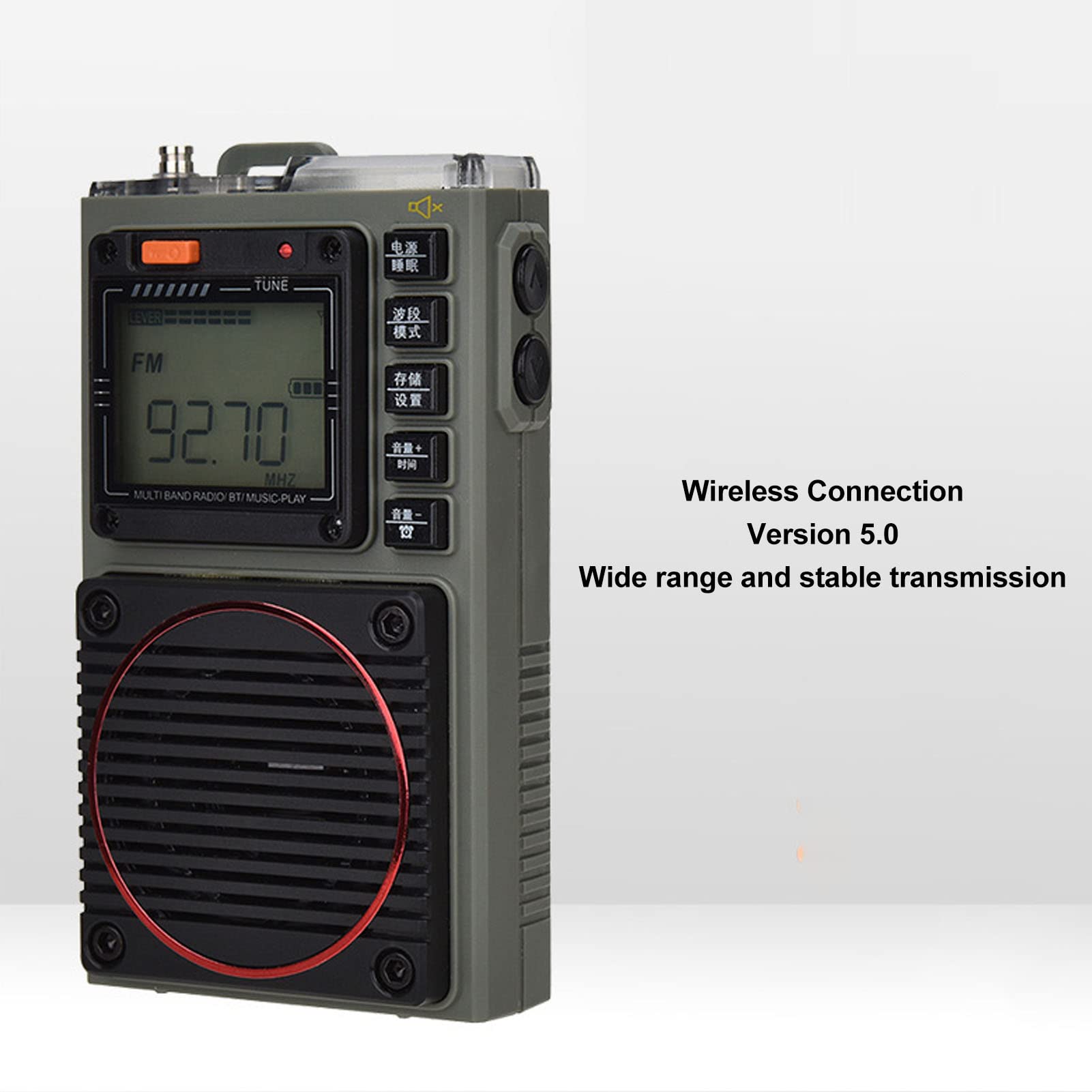 Portable Retro FM/VHF/AM/SW/WB Radio Receiver with Bluetooth, MP3 Playback, Rechargeable Battery & Flashlight - Perfect for Camping, Emergencies, and Outdoor Adventures