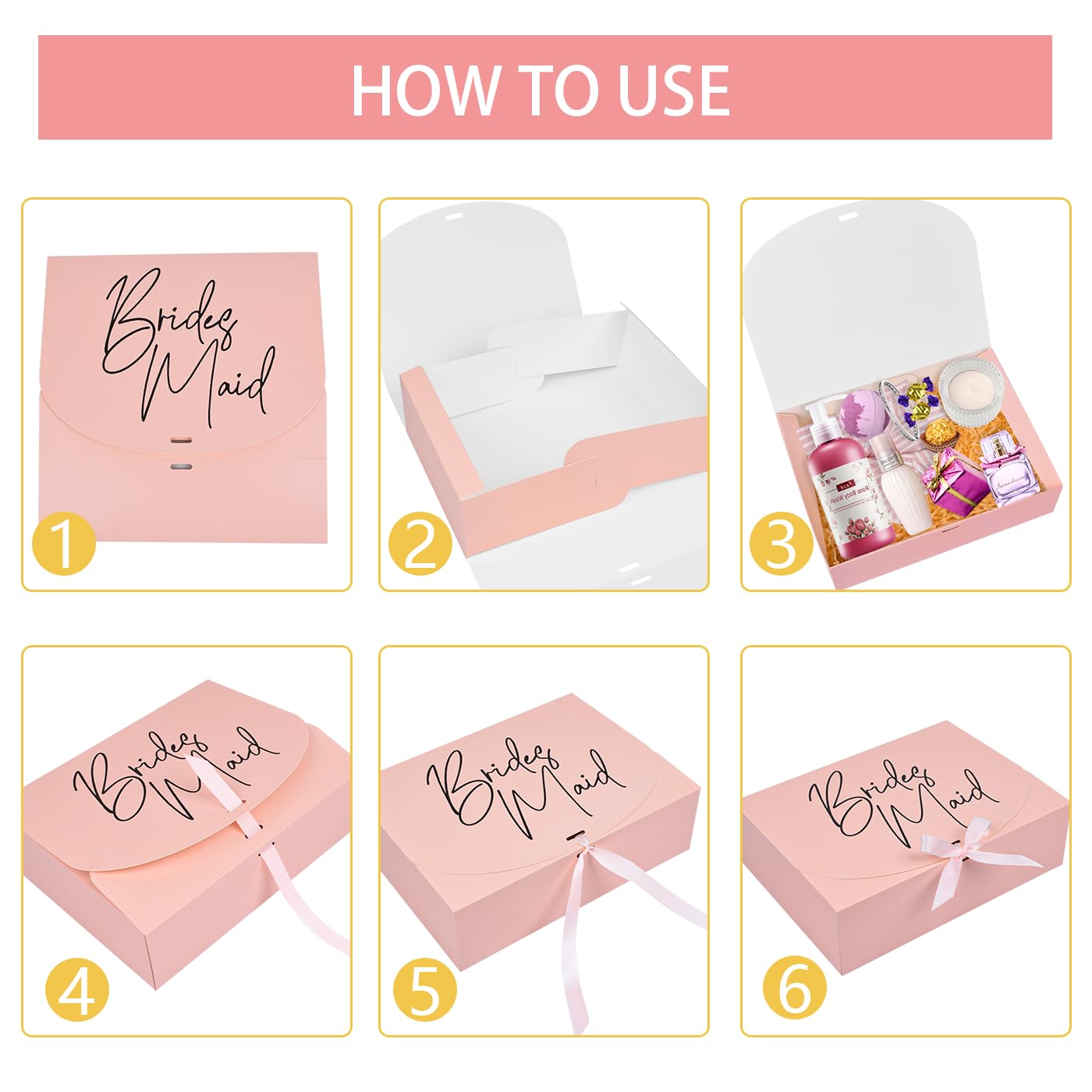 Xylitic 8-Piece Bridesmaid Proposal Gift Box Set with Ribbon - Perfect for Maid of Honor, Matron of Honor & Bridesmaids - Wedding Party Proposal Gifts, Bridal Shower & Bachelorette Party Favors