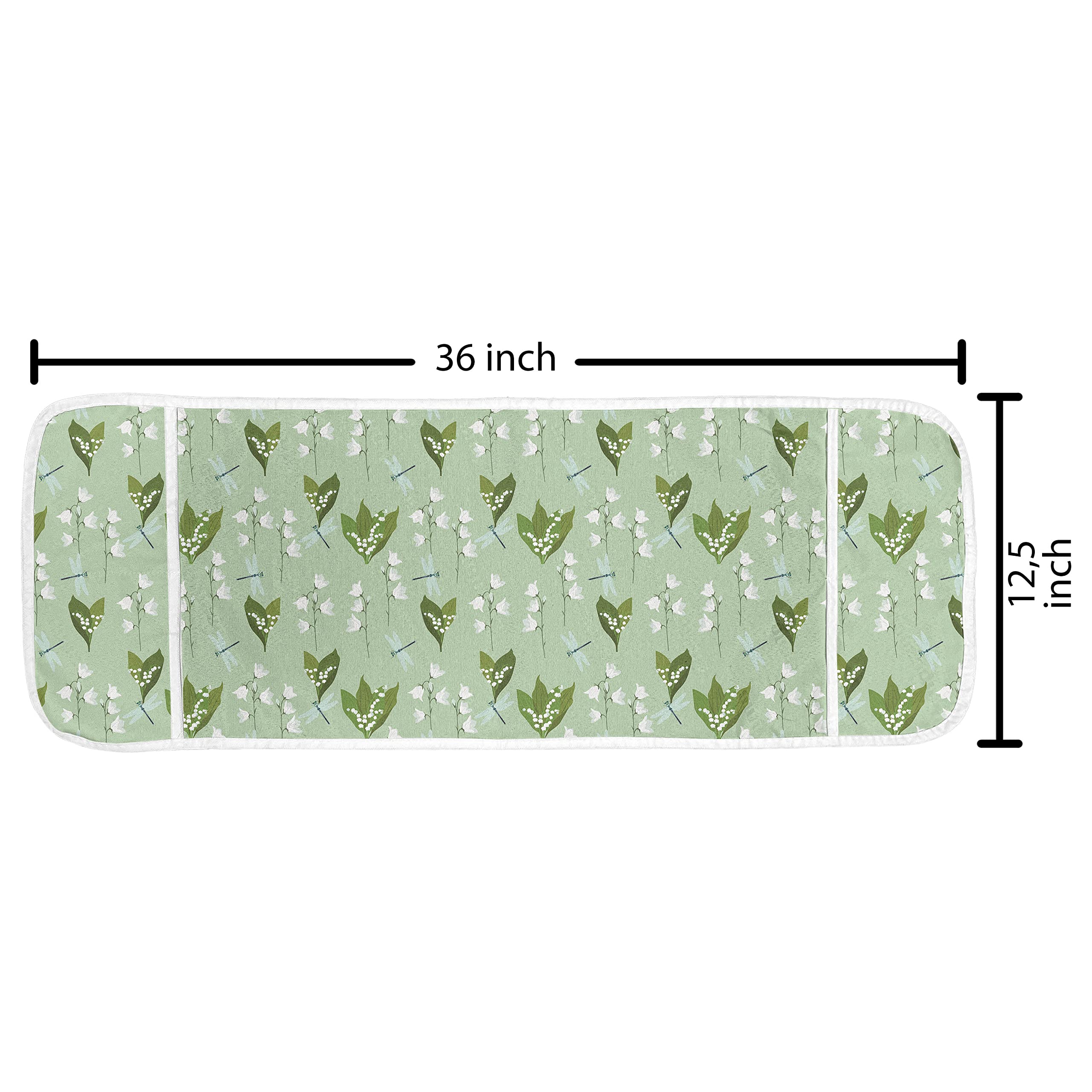 Ambesonne Floral Microwave Cover - Dragonflies & Campanula Flowers Design, Waterproof Kitchen Organizer with Pockets, 36