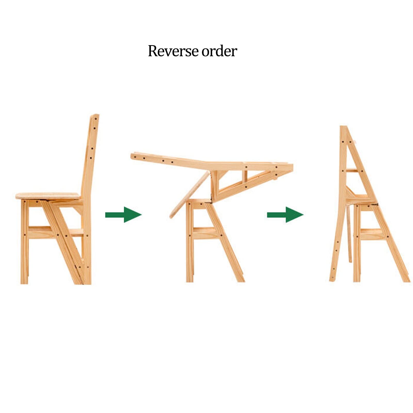 FADUNI Wooden Folding Step Stool for Indoor Use - Portable 4-Step Ladder Stool with Non-Slip Feet, Perfect for Home, Kitchen, Bathroom & Garden Flower Stand