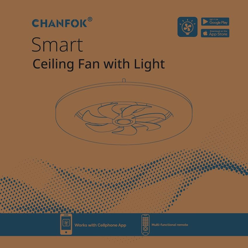 CHANFOK 20 Inch Low Profile Flush Mount Ceiling Fan with Dimmable LED Light, 6 Speed Reversible Blades, Remote & Smart App Control - Perfect for Bedroom, Living Room, and Office (Black)