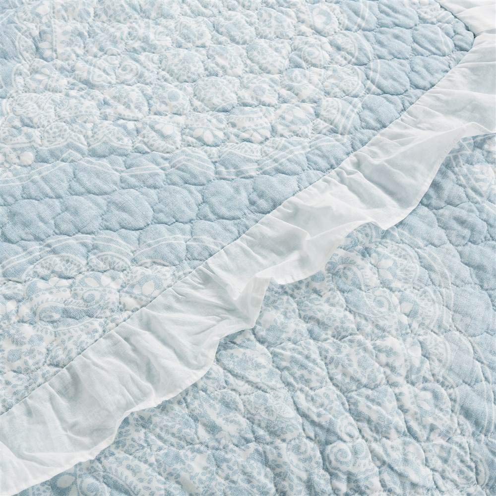 Lucianna Cotton Bedspread Set - Full/Queen, Blue for Cozy Bedrooms