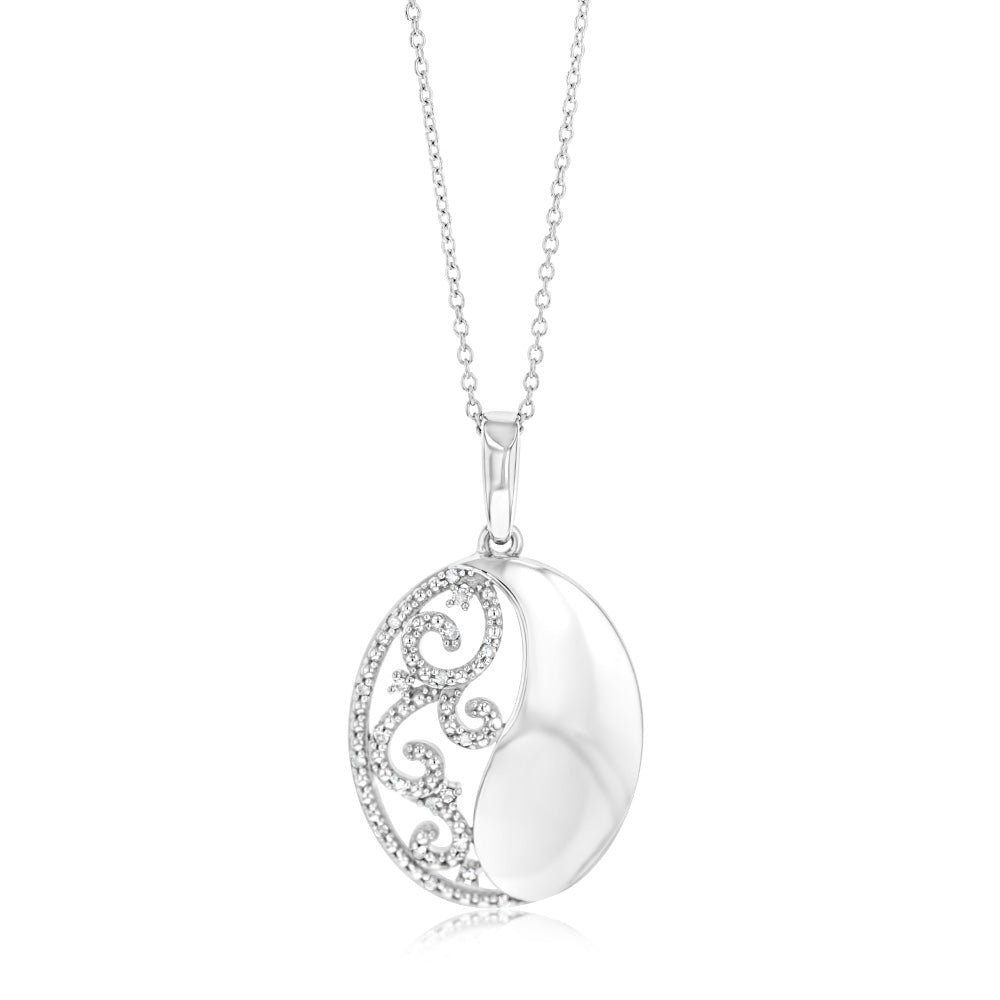 1/10 Carat Diamond Circle Pendant Necklace in Sterling Silver 925 - Elegant Jewelry Gift for Women, Perfect for Anniversary, Birthday & Valentine's Day