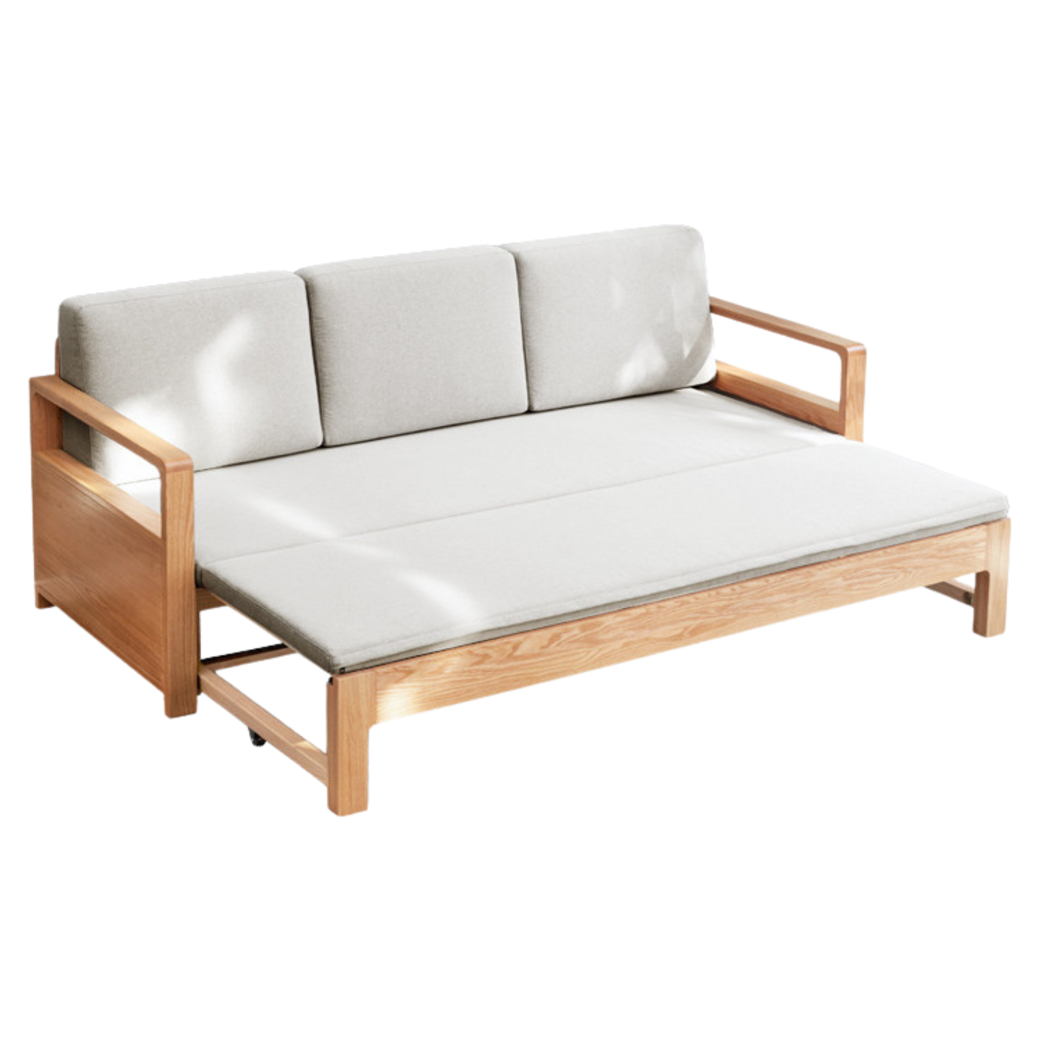 81.1х31.1-55.1х27.5 inch / 206х79-140х70сm / Natural Wood sofa bed - gravel white non-drawer