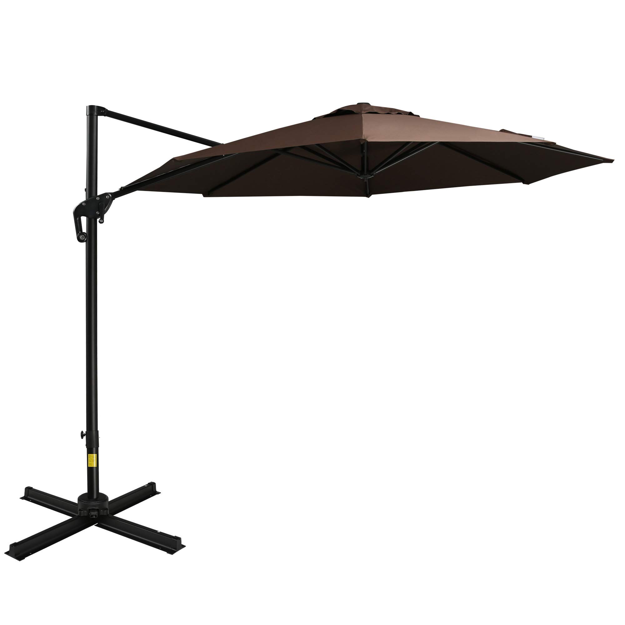Outsunny 10-Foot Outdoor Cantilever Patio Umbrella with 360° Rotation & 5 Adjustable Tilt Angles - Heavy-Duty Hanging Offset Market Umbrella with Cross Base - Perfect for Poolside, Backyard, Deck, and Outdoor Dining Areas