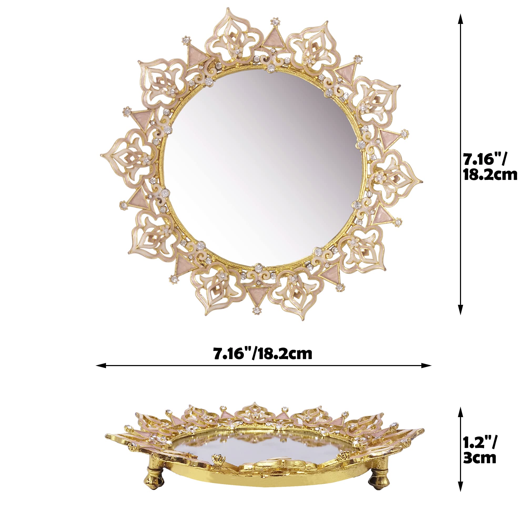 Elegant Gold Vanity Tray - Jewelry Ring Holder & Decorative Dresser Organizer | Metal Makeup Tray for Bathroom, Bedroom & Vanity Table | Perfect for Jewelry Storage, Cosmetics Display & Home Décor