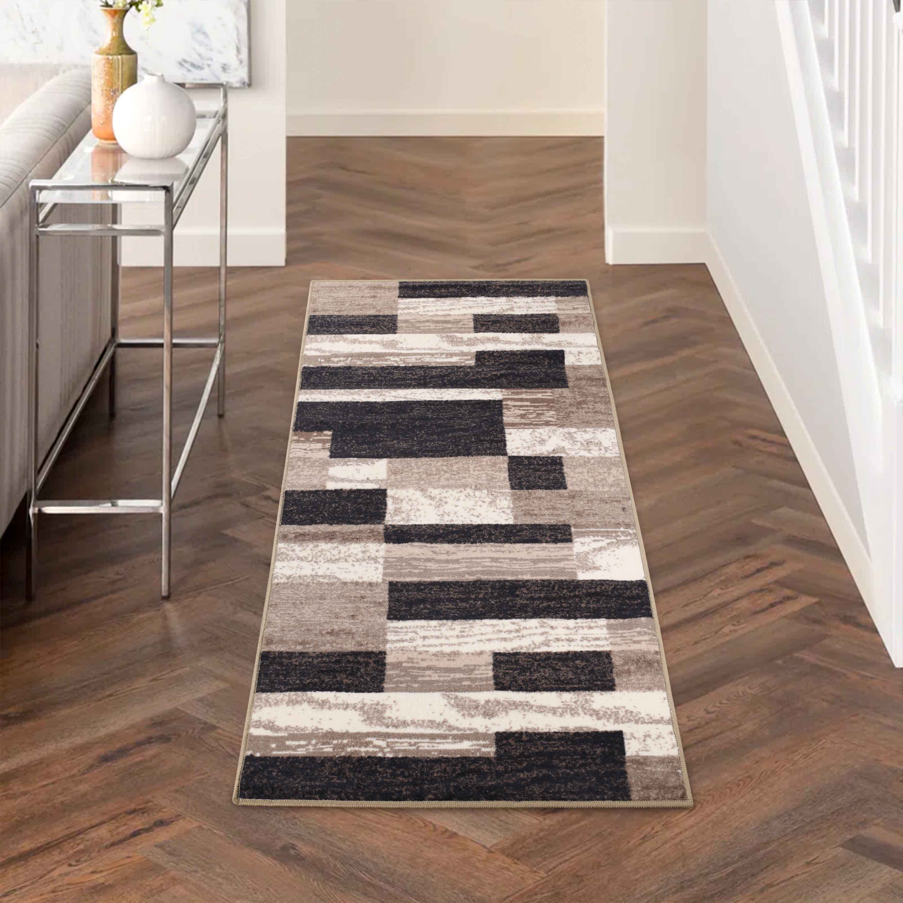 Rockwood Contemporary Patchwork Non-Slip Indoor Area Rug - Soft Modern Boho Rug for Living Room, Bedroom & Nursery - Perfect for Home Decor & Cozy Spaces