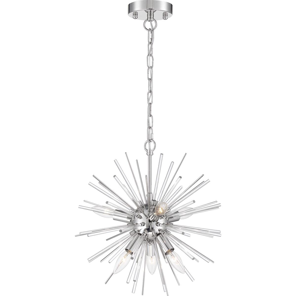 Nuvo 60/6991 Cirrus 6-Light Chandelier in Polished Nickel with Glass Rods - Elegant Dining Room & Entryway Lighting Fixture