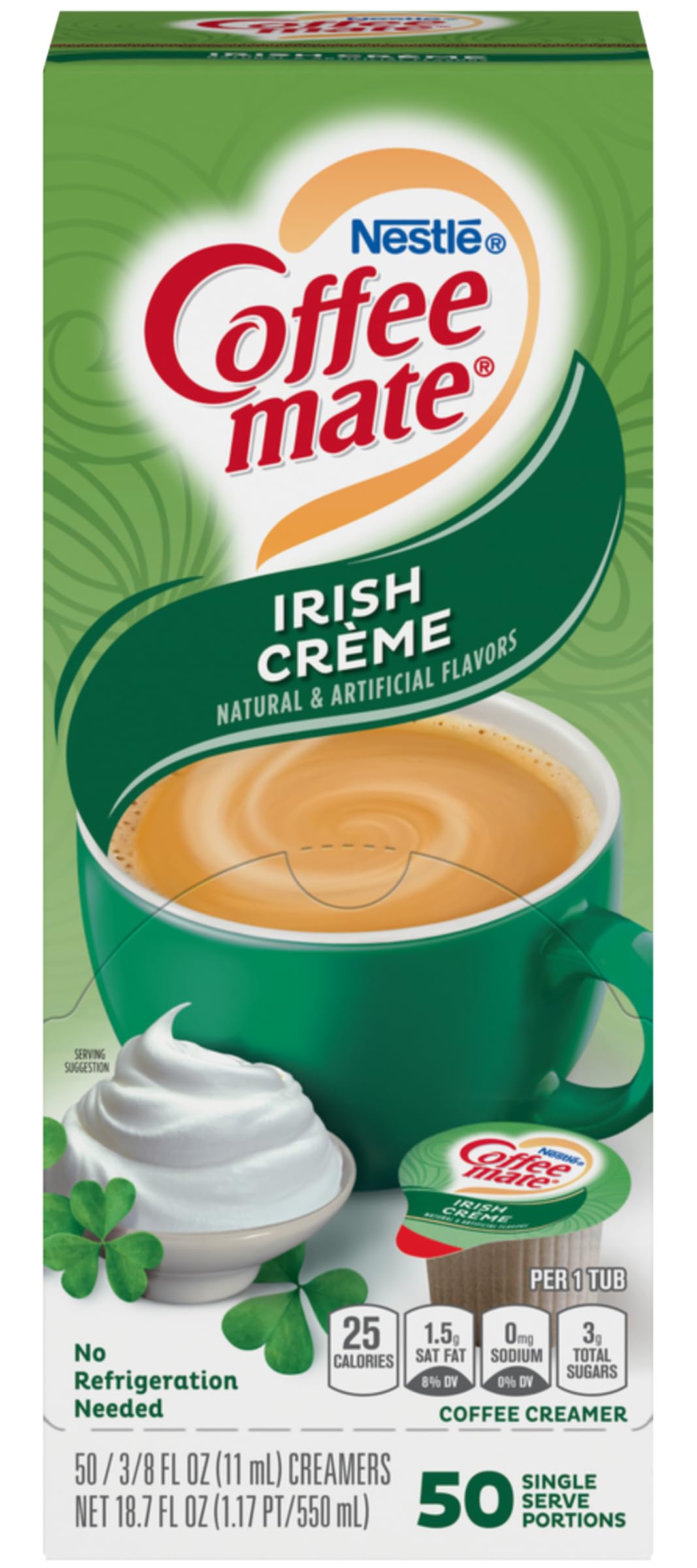 Nestle Coffee mate Liquid Coffee Creamer Singles - Irish Crème Flavor (50 Count Box) | Perfect for Office, Travel & Home Coffee Brewing