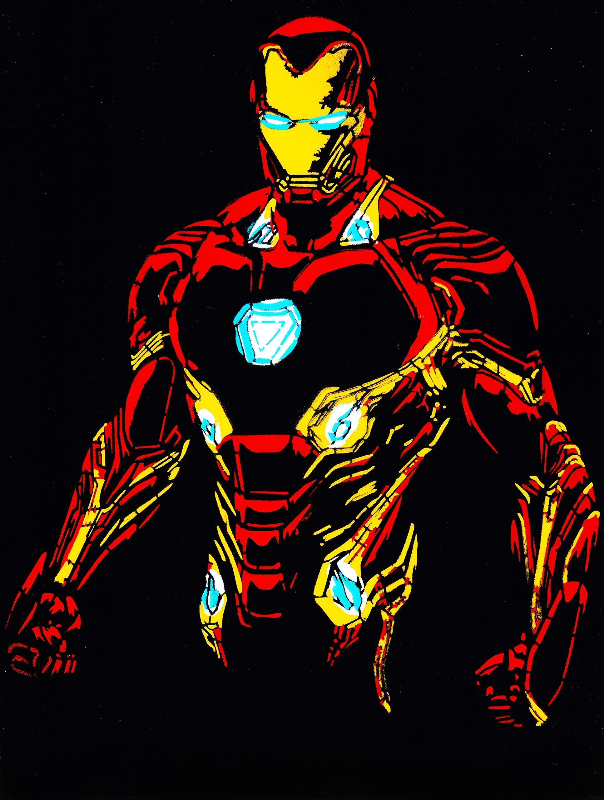 Iron Man Neon Style Metal Wall Art - Superhero Decor for Home, Office & Man Cave - Unique Spray Painting on Sheet Metal for Marvel Fans
