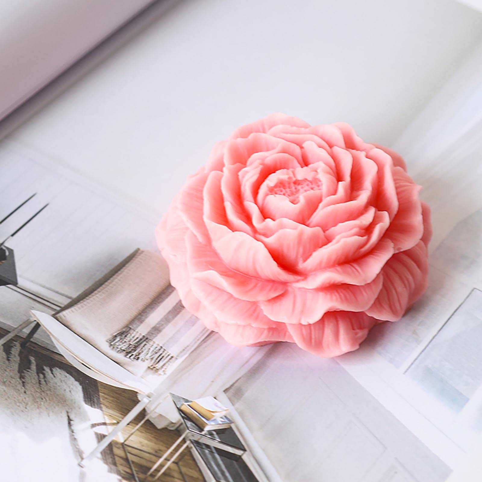 Peony Flower Silicone Soap Molds - 6 Cavity DIY Soap Making Kit for Handmade Soaps, Candles & Resin Crafts - Reusable Non-Stick Baking Mold for Home Decor & Gift Making