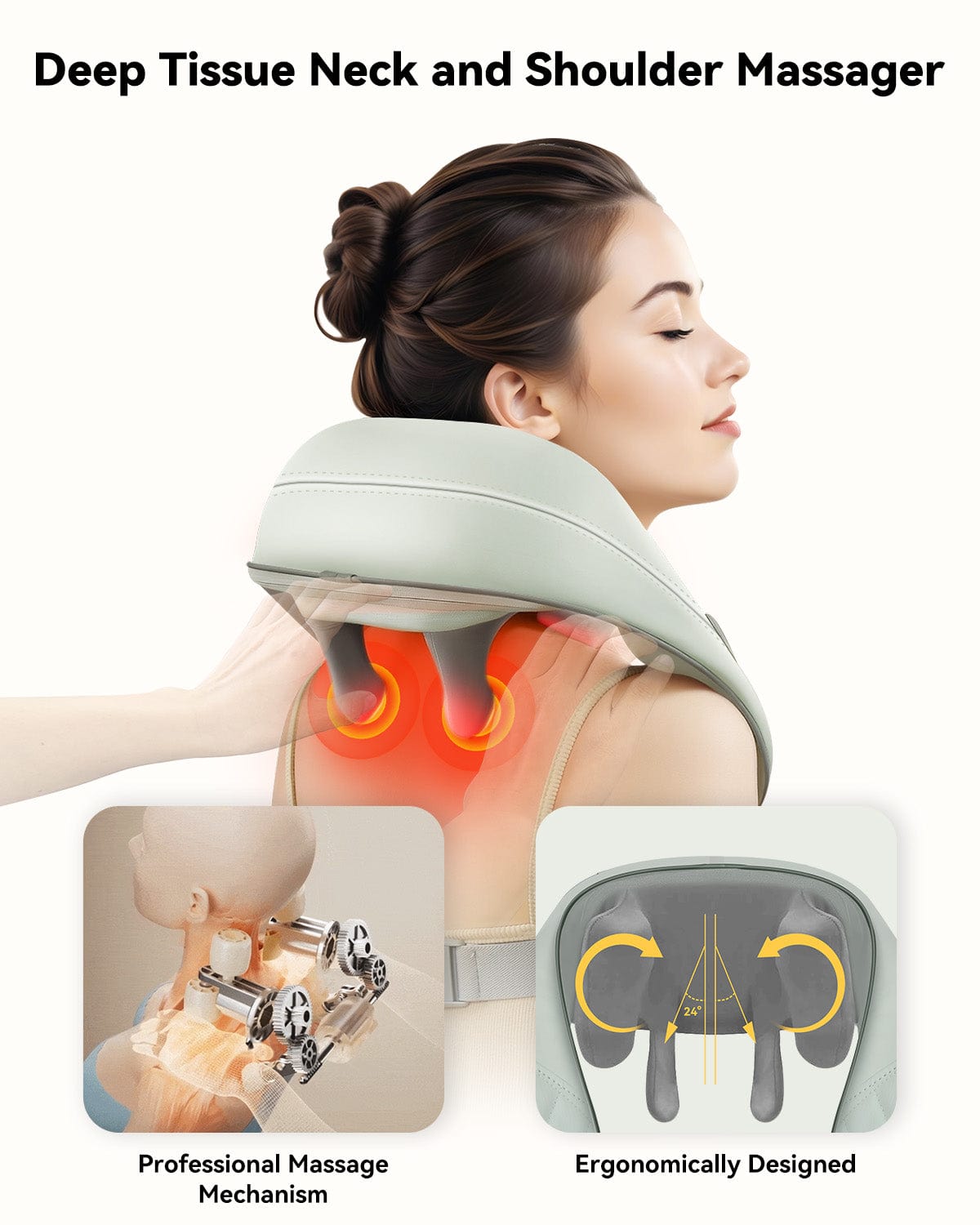 Snailax Cordless 4D Deep Tissue Kneading Neck Shoulder Massager with Heat - Shiatsu Back Massager Pillow for Neck, Shoulder Pain Relief - Perfect for Home, Office, and Car Use