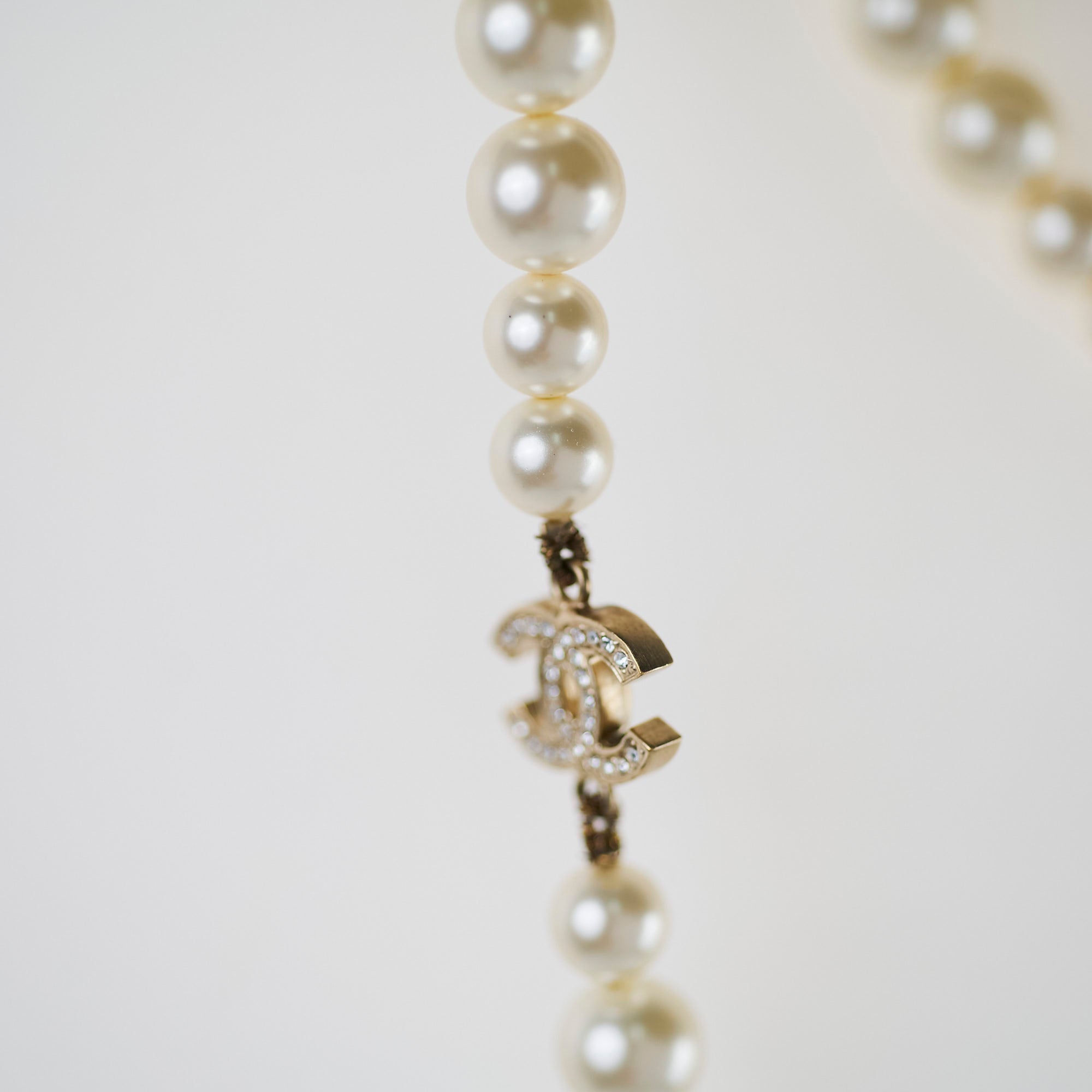 Chanel Pearl Long CC Logo Necklace - Elegant Costume Jewelry for Women | Perfect for Parties, Weddings & Special Occasions