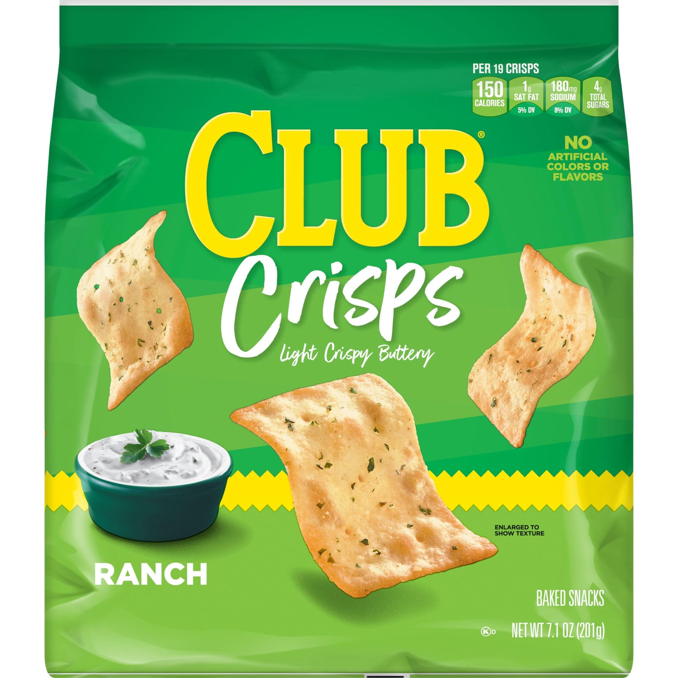 Baked Club Cracker Crisps - Ranch Flavor (6 Bags) | Healthy Snack Crackers for Parties, Office & School Lunch | Gluten-Free Baked Snacks for Kids & Adults
