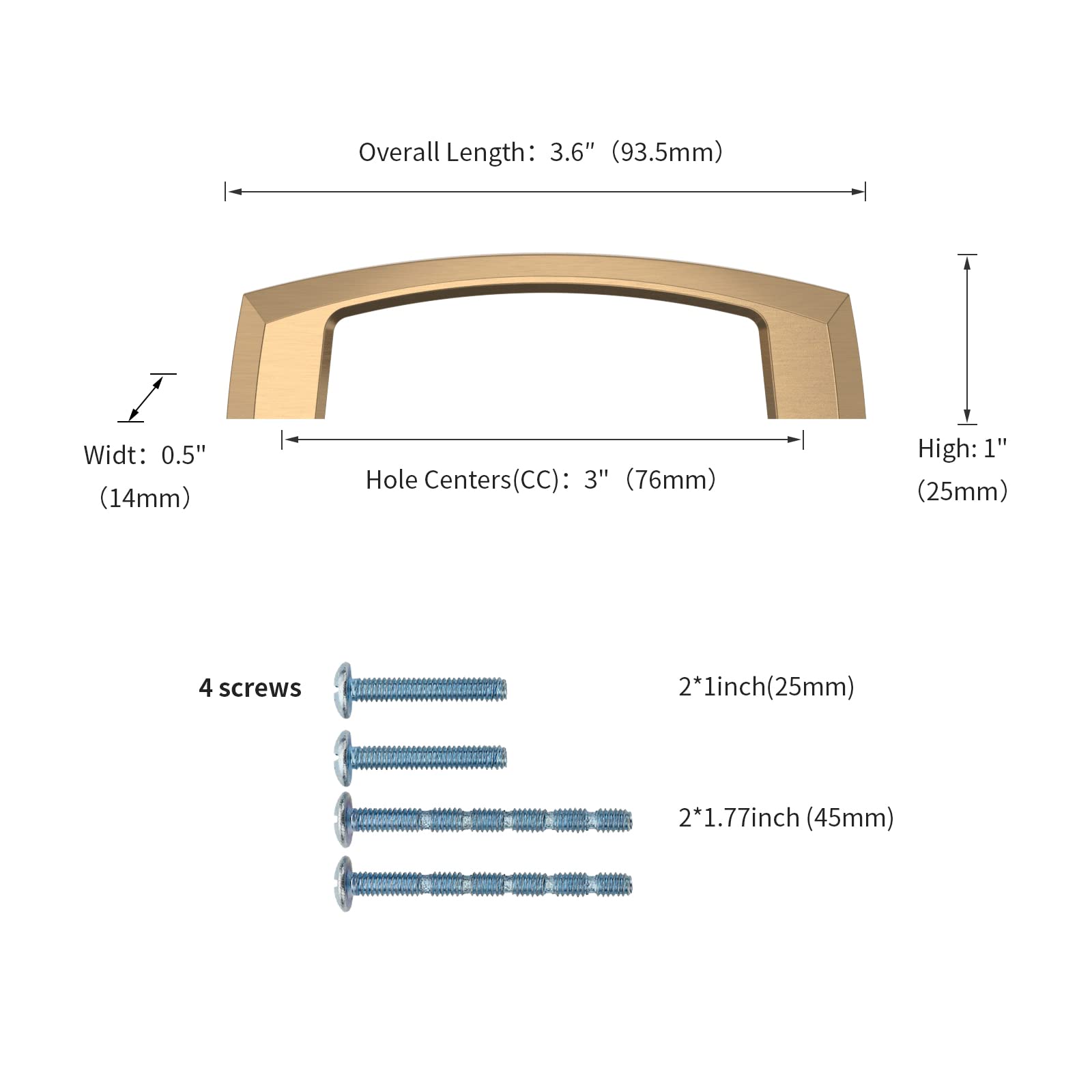 10 Pack 3 Inch (76mm) Champagne Bronze Cabinet Handles - Gold Kitchen Cabinet Pulls & Drawer Hardware for Dresser, Cupboard, Wardrobe - Perfect for Home Renovation & Furniture Upgrade