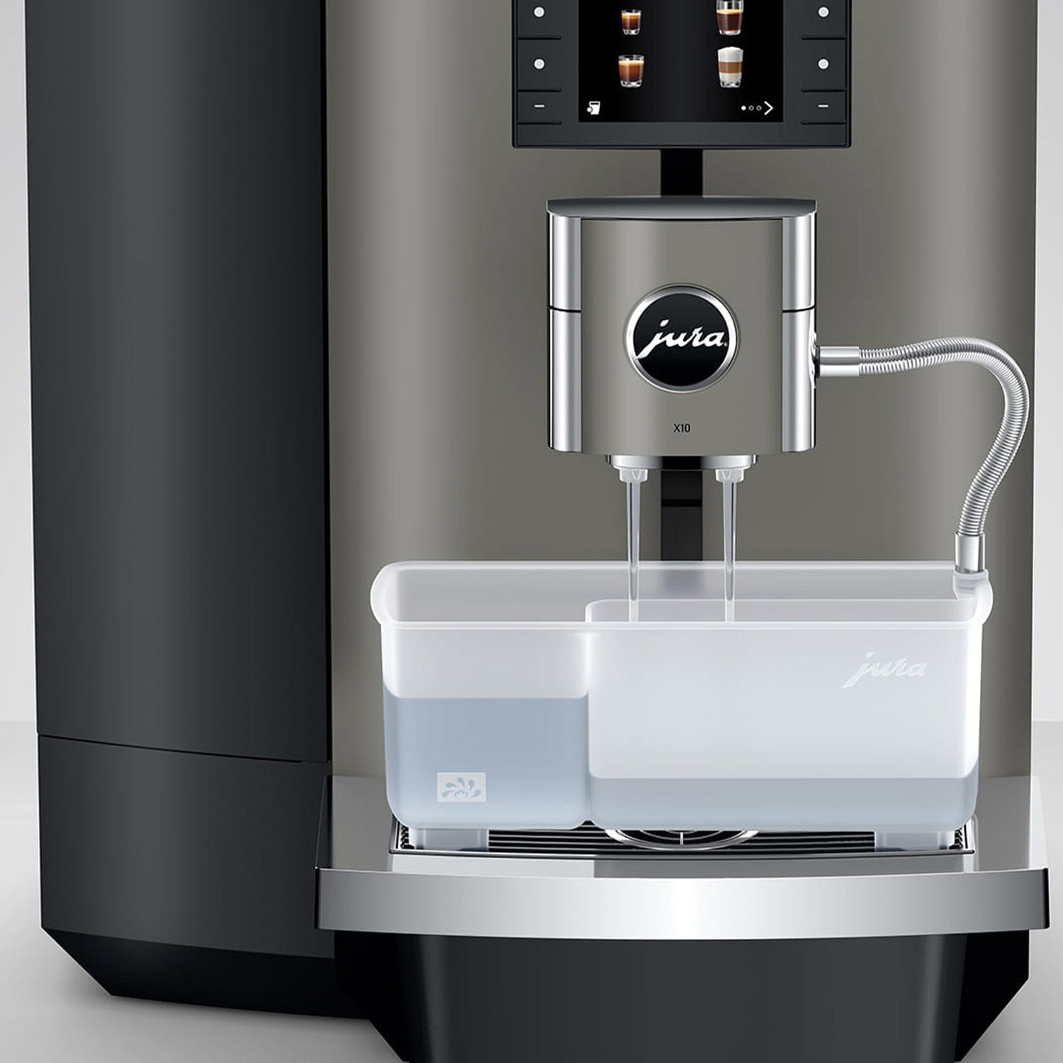 Jura X10 Professional Super Automatic Espresso Machine - Dark Inox (Model #15669) for Home & Office Coffee Bar Use