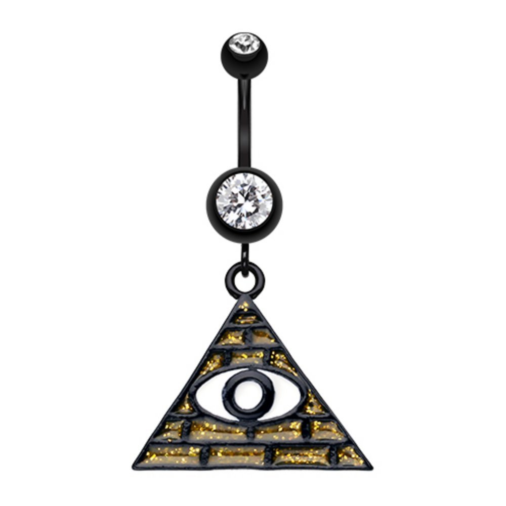 Illuminati All-Seeing Eye Belly Button Ring - Stainless Steel Navel Piercing Jewelry for Women | Perfect for Parties, Festivals, and Body Piercing Fashion
