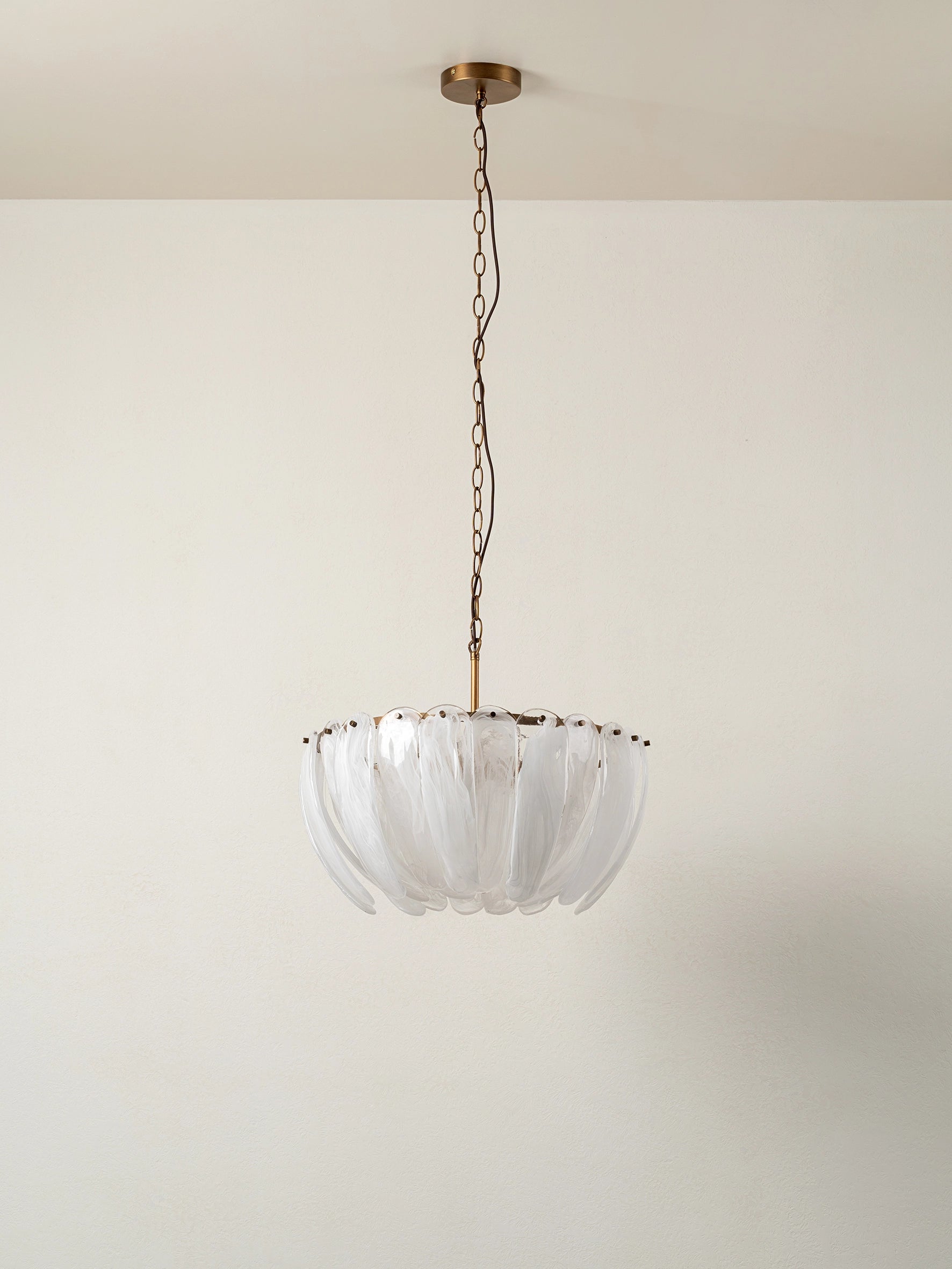 Astera 4-Light Alabaster Curved Glass Chandelier - Elegant Dining Room & Entryway Lighting Fixture