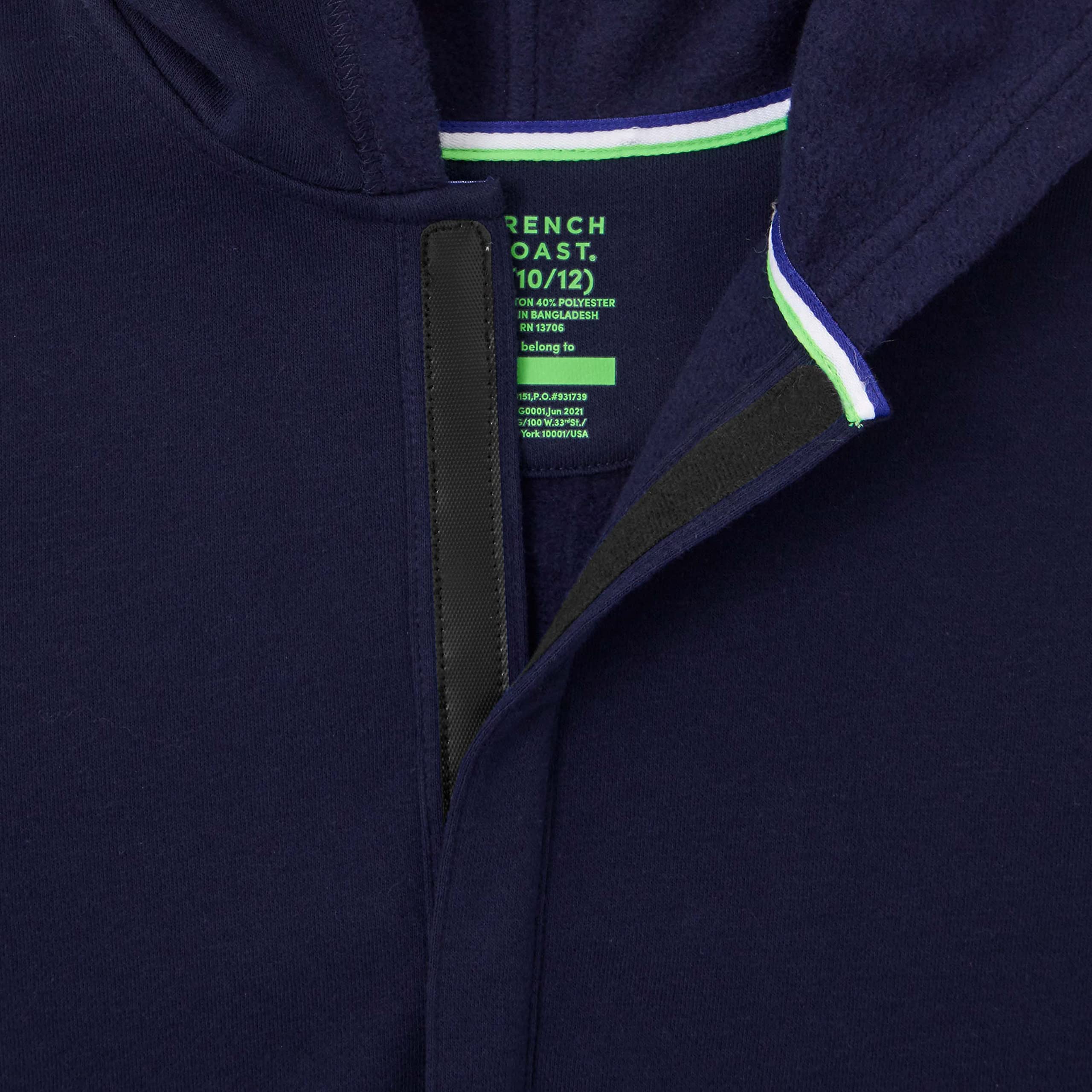 French Toast Kids' Adaptive Long Sleeve Fleece Hoodie with Flat Seams & Hidden Hook Loop Closure - Sensory Friendly Winter Wear for Special Needs Children