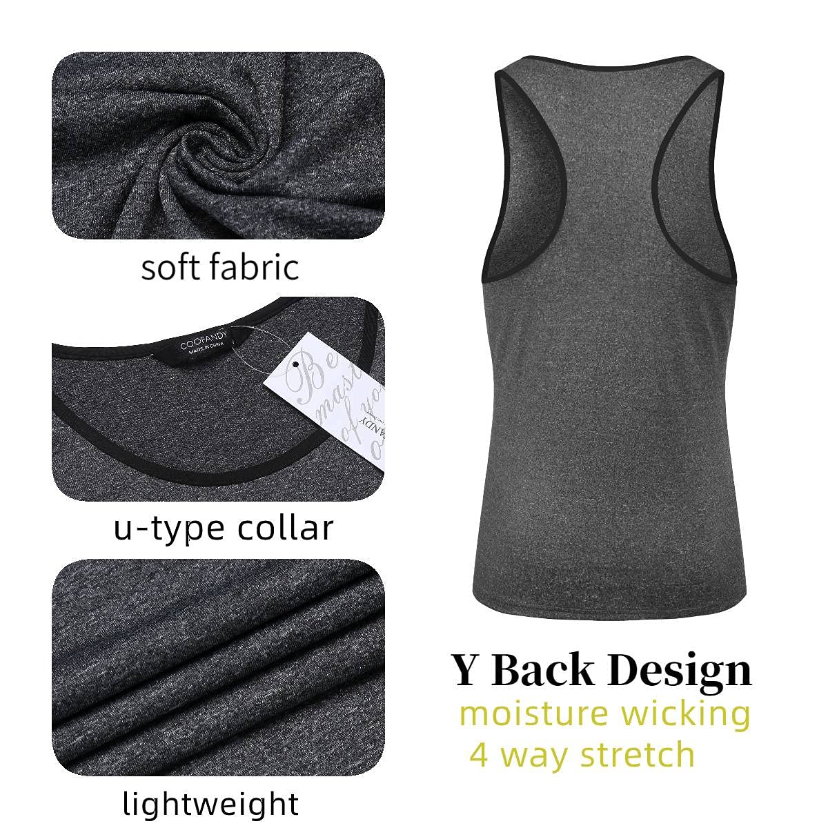 COOFANDY Men's 3 Pack Sleeveless Muscle Tank Tops - Y-Back Gym Shirts for Workout, Bodybuilding & Fitness | Moisture-Wicking Athletic Tees for Men's Training & Summer Outdoor Activities