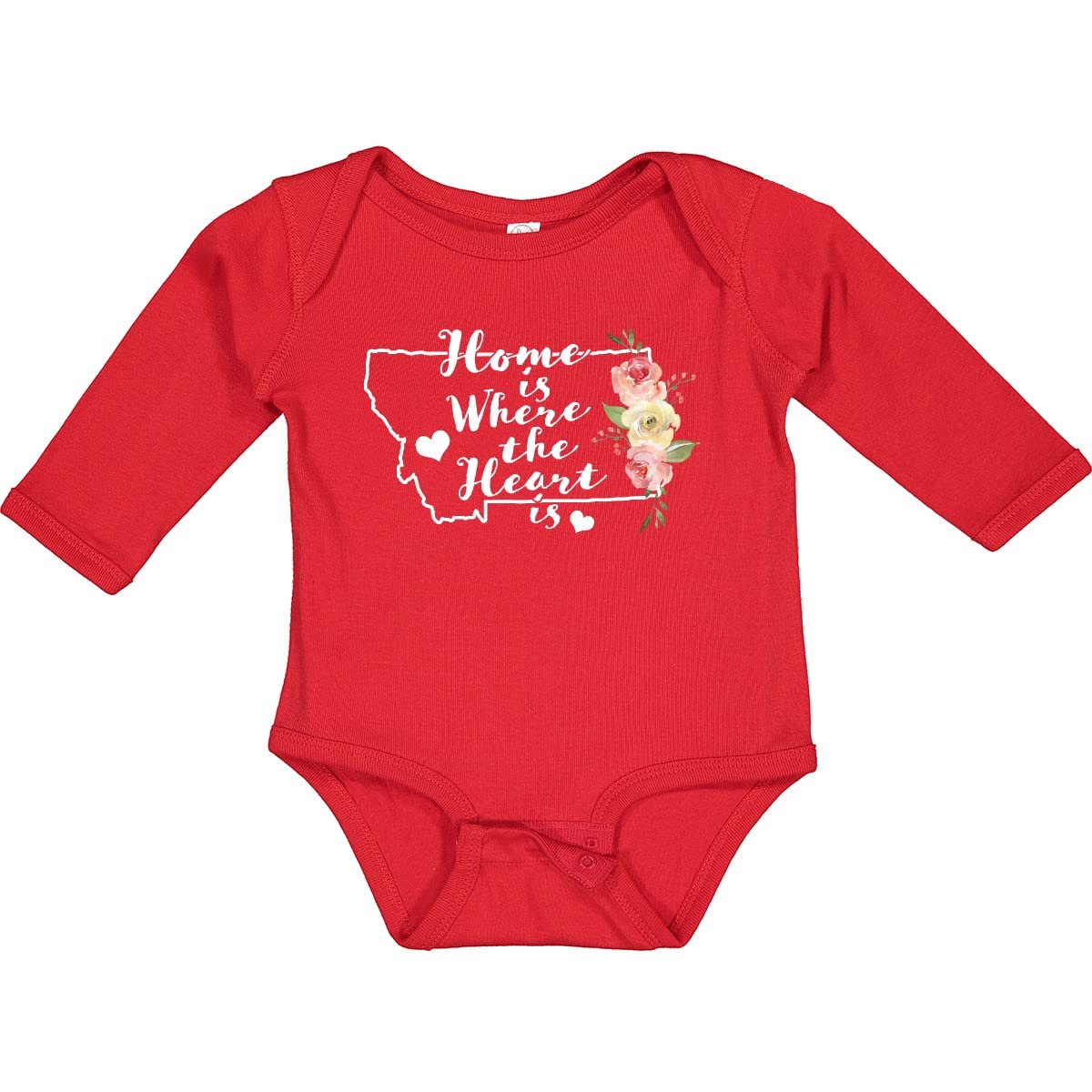 Inktastic Montana Home is Where The Heart is Watercolor Print Long Sleeve Baby Creeper - Soft & Comfortable for Playtime, Family Photos & Everyday Wear