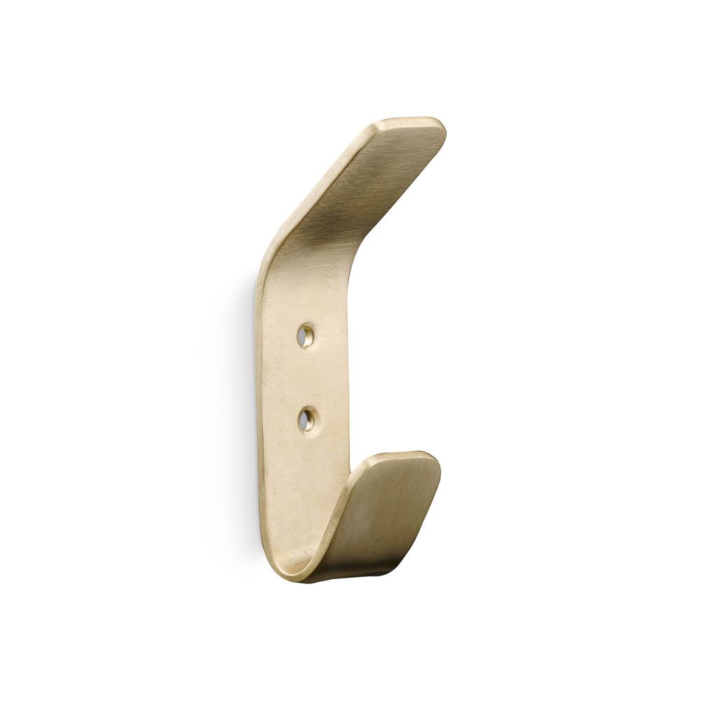 H. SKJALM P. Moud Hook 10cm - Matte Brass Wall Hook for Coats, Hats & Bags - Perfect for Entryway, Bathroom & Bedroom Organization