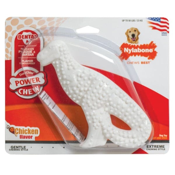 Nylabone Power Chew Durable Dinosaur Dog Toy for Aggressive Chewers - Promotes Dental Health & Teeth Cleaning for Large Breed Dogs - Perfect for Playtime & Training Rewards