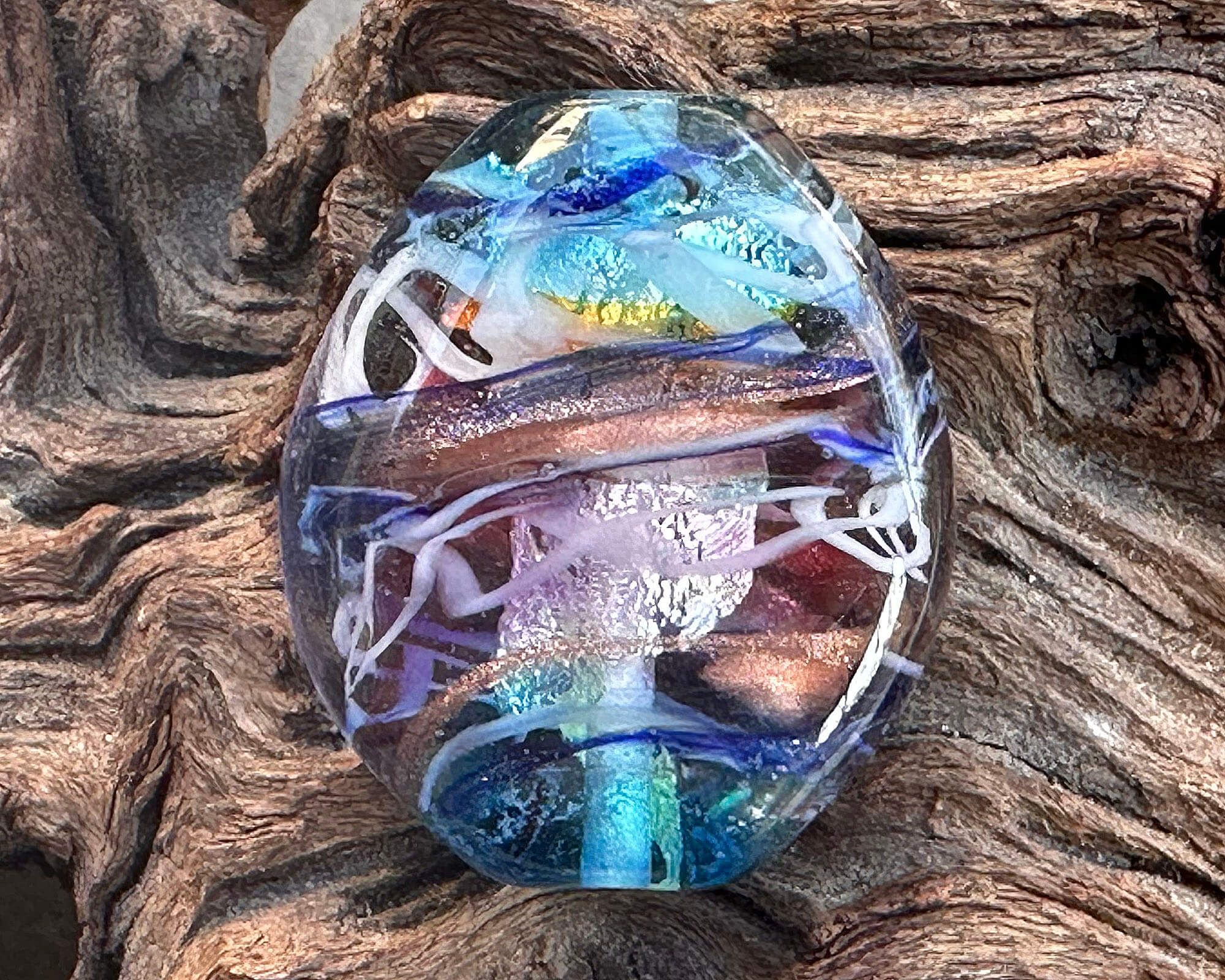 Aqua Shimmer Lampwork Glass Focal Bead for Jewelry Making - Handmade SRA Bead for Necklaces, Bracelets & DIY Crafts - Perfect for Boho, Beach & Artistic Jewelry Designs