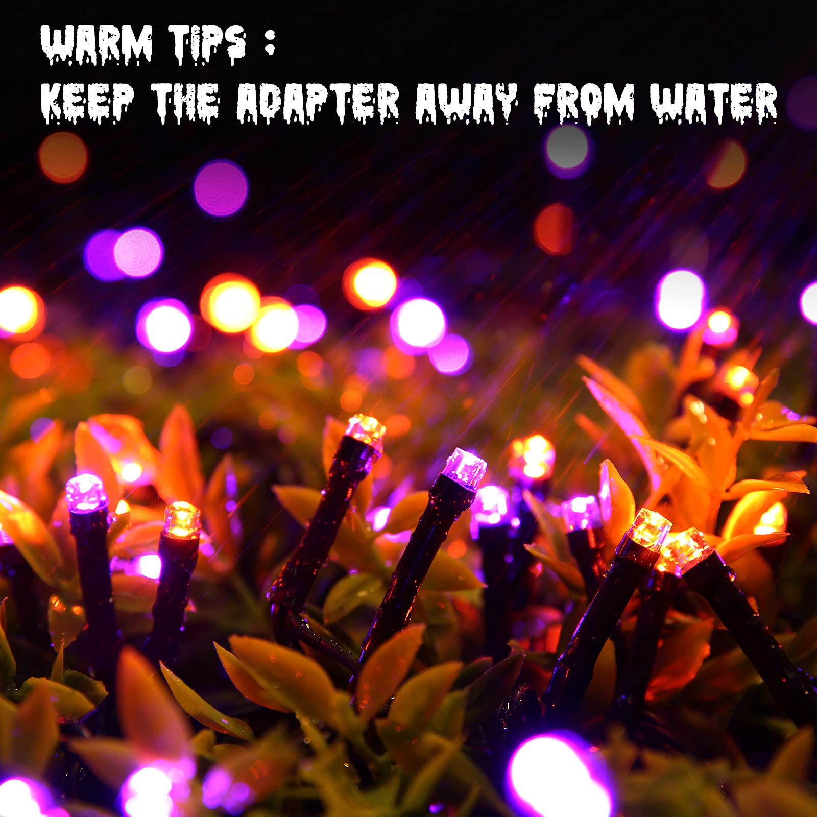 LYHOPE 98.4ft 300 LED Halloween String Lights - Orange & Purple Outdoor/Indoor Decor with 8 Lighting Modes for Garden, Patio, Party, Holiday & Christmas Decorations