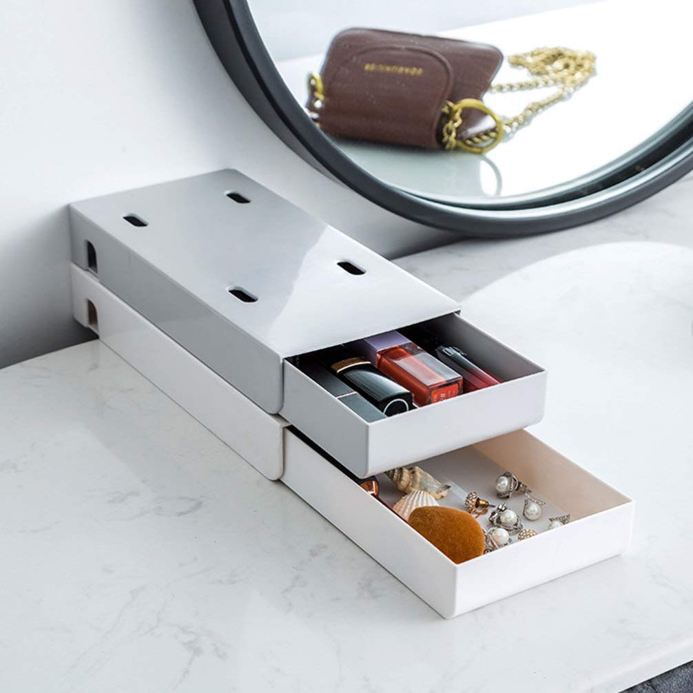 Zerodeko 2-Pack Plastic Desktop Drawers - Under Desk Storage Organizer for Cosmetics, Stationery, Jewelry & Office Supplies | Multi-Functional Household & Workspace Organization Solution