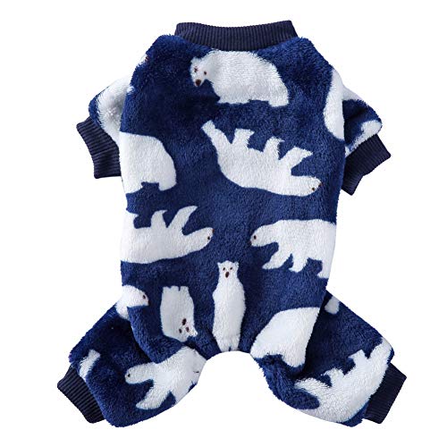 Jinpet Polar Bear Fleece Dog Pajamas - Warm Winter Puppy Jumpsuit for Small Dogs & Cats | Cozy Pet Sleepwear for Chihuahuas & Tiny Breeds | Perfect for Indoor Lounging & Cold Weather Protection