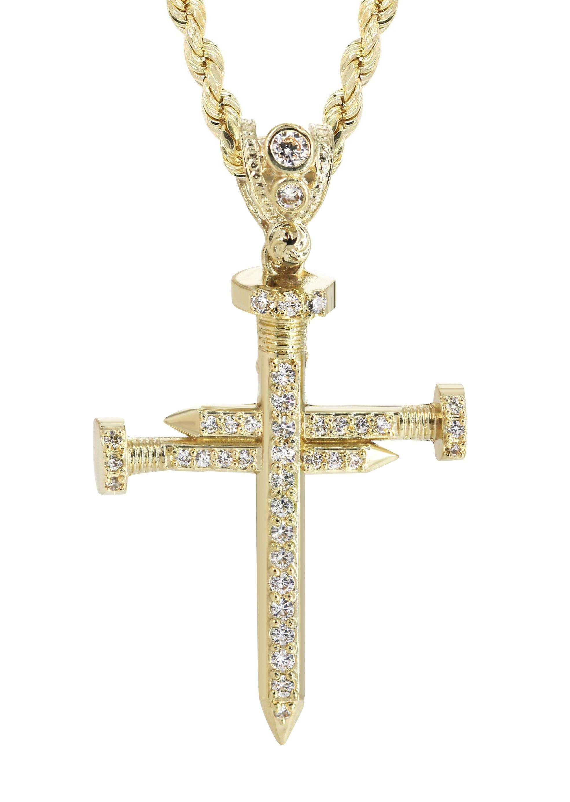 10K Yellow Gold Cross Necklace for Women - 14.4 Grams Solid Gold Religious Jewelry - Perfect for Baptism, First Communion & Everyday Wear