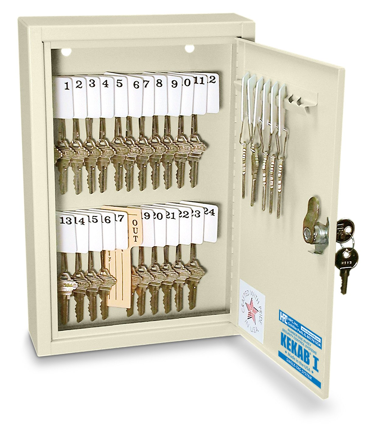 Kekab Secure Key Cabinet - Heavy Duty Wall Mounted Key Organizer Holds 30 Keys for Home, Office & Business Security