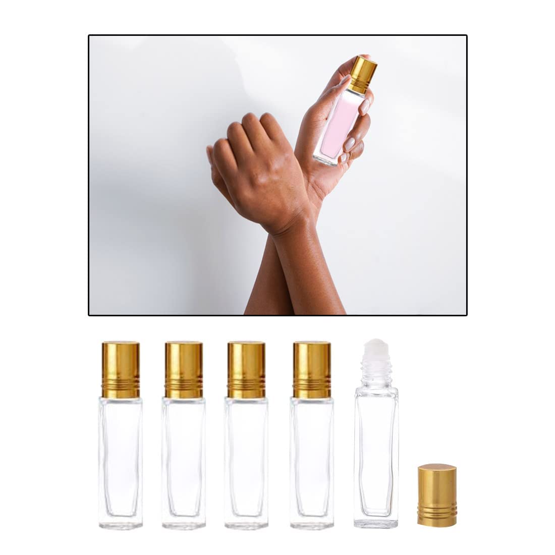 12 Pack Clear Glass Roller Ball Bottles - 10ml Empty Refillable Essential Oil Roller Bottles for DIY Crafts, Perfume, Lip Balm & Fragrance - Travel Size Portable for Aromatherapy, Skincare & On-the-Go Use