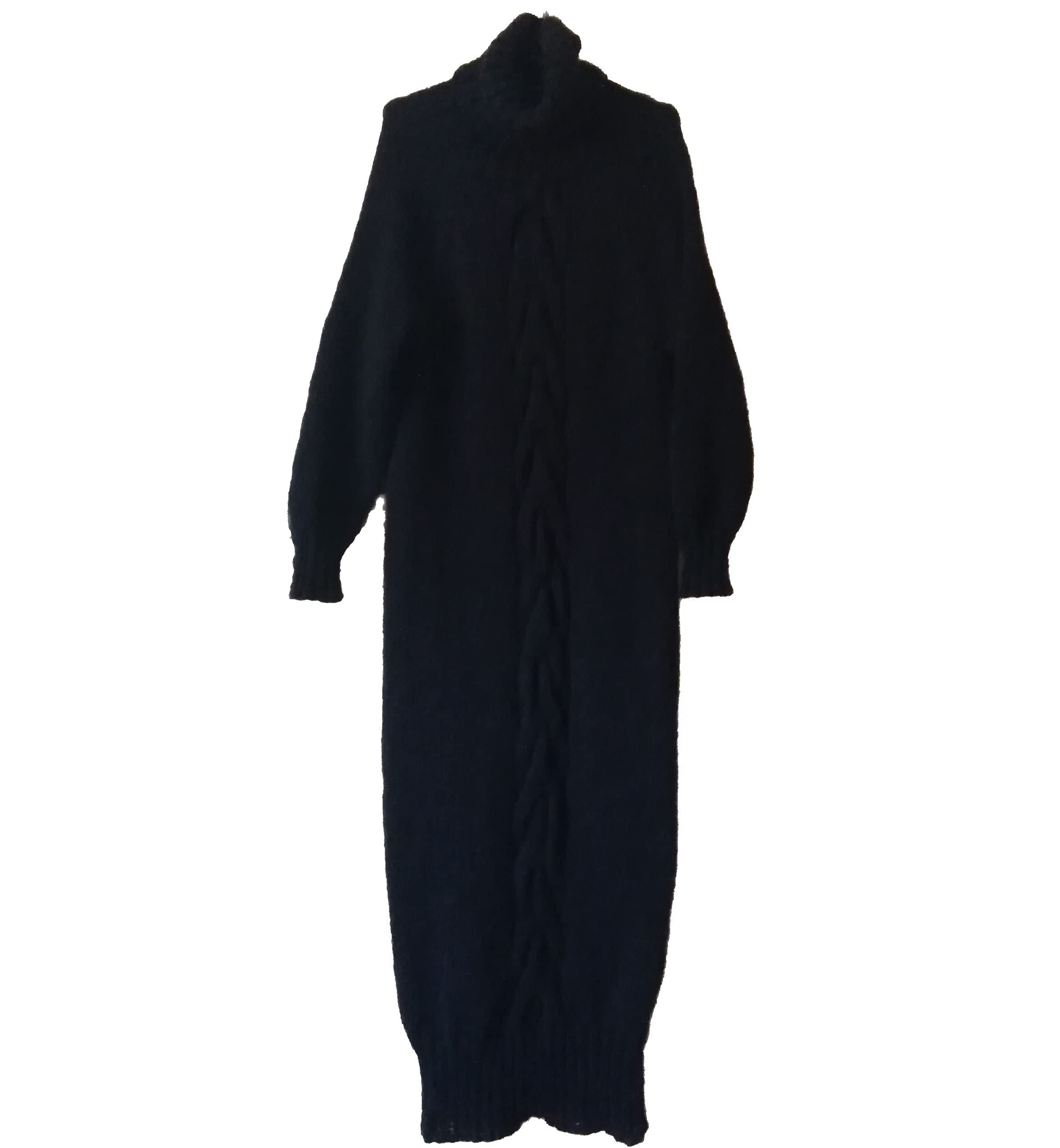 Black Mohair Knitted Sweater Dress for Women - Extra Long Handmade Winter Pullover with Collar | Perfect for Holiday Parties, Date Nights & Office Wear