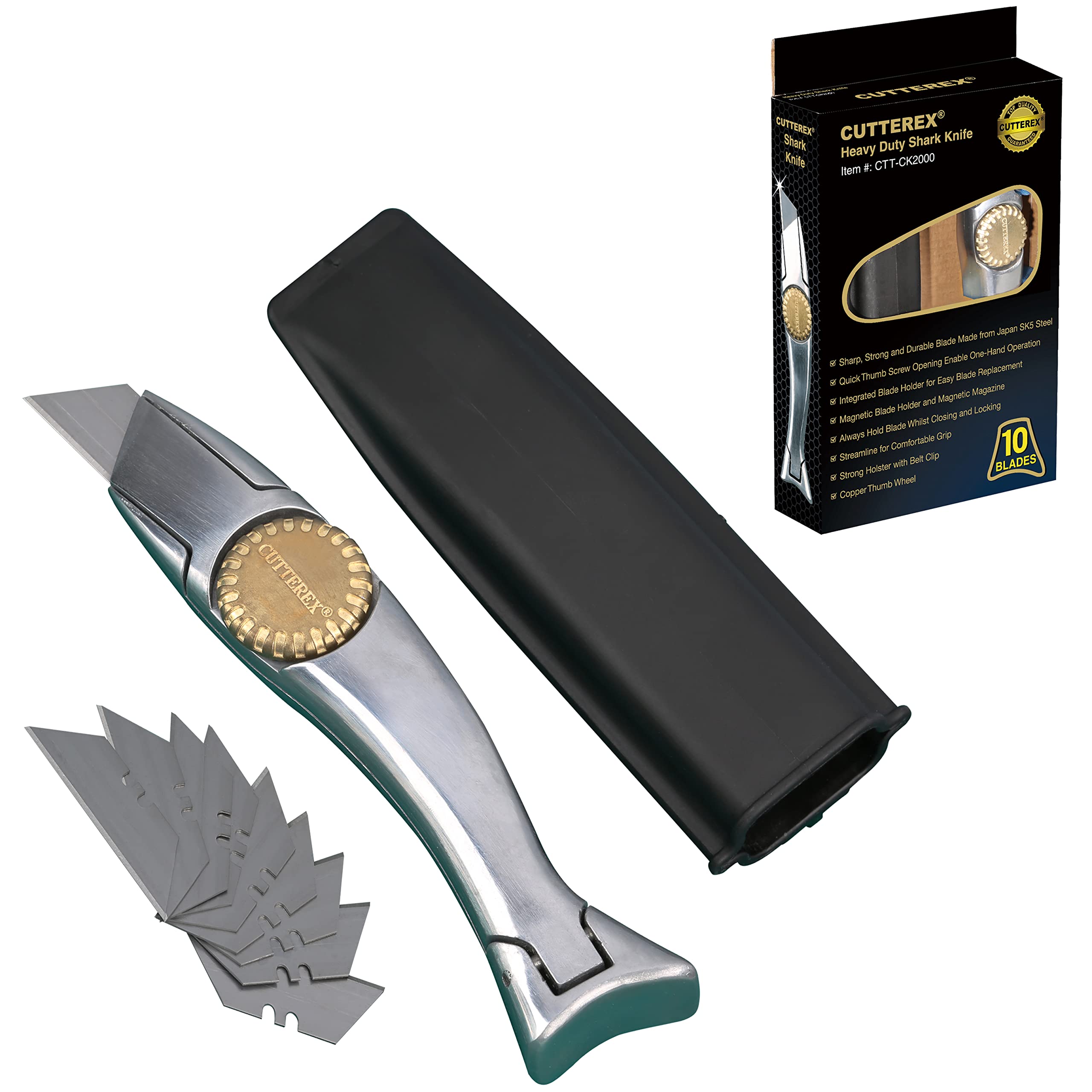 Heavy Duty Shark Knife - Professional Vinyl & Carpet Utility Knife with Razor Sharp Blade for Roofing, Flooring & DIY Projects | Perfect for Contractors, Carpenters & Home Renovation