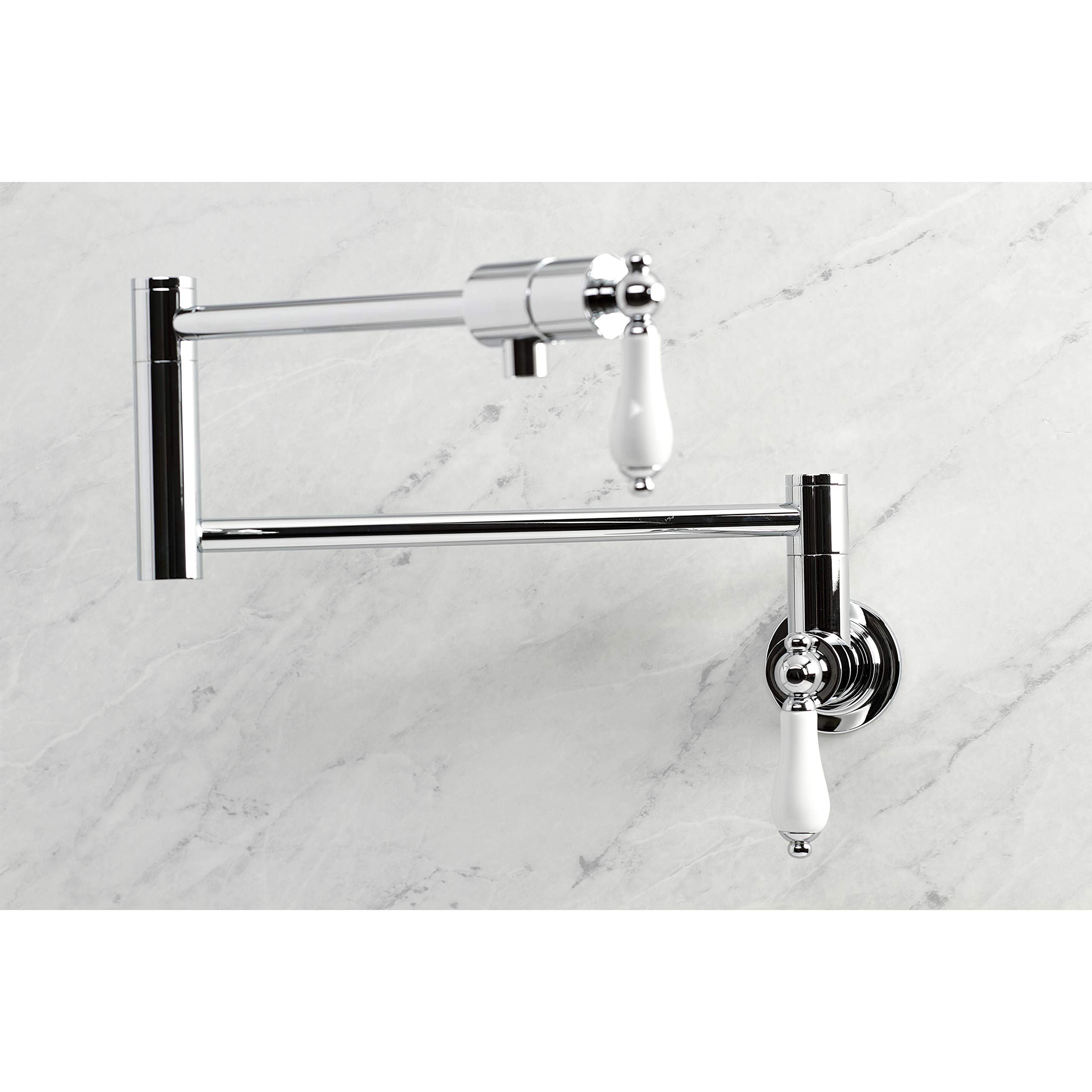Kingston Brass KS4101PL Metropolitan Wall Mount Pot Filler Faucet - Polished Chrome Finish - Ideal for Kitchen, Cooking & Filling Large Pots