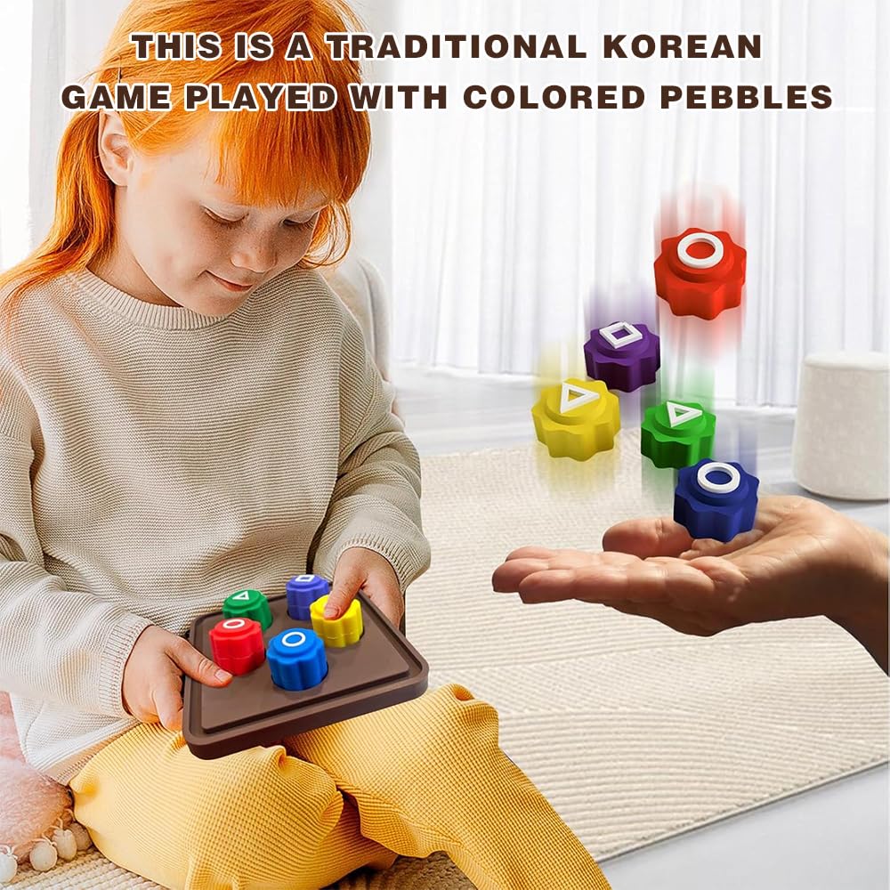Premium Gonggi Korean Traditional Game Set - 2 Player Classic Korean Jacks with Base - Fun & Educational for Kids & Adults - Perfect for Family Game Night, Cultural Learning & Indoor Activities