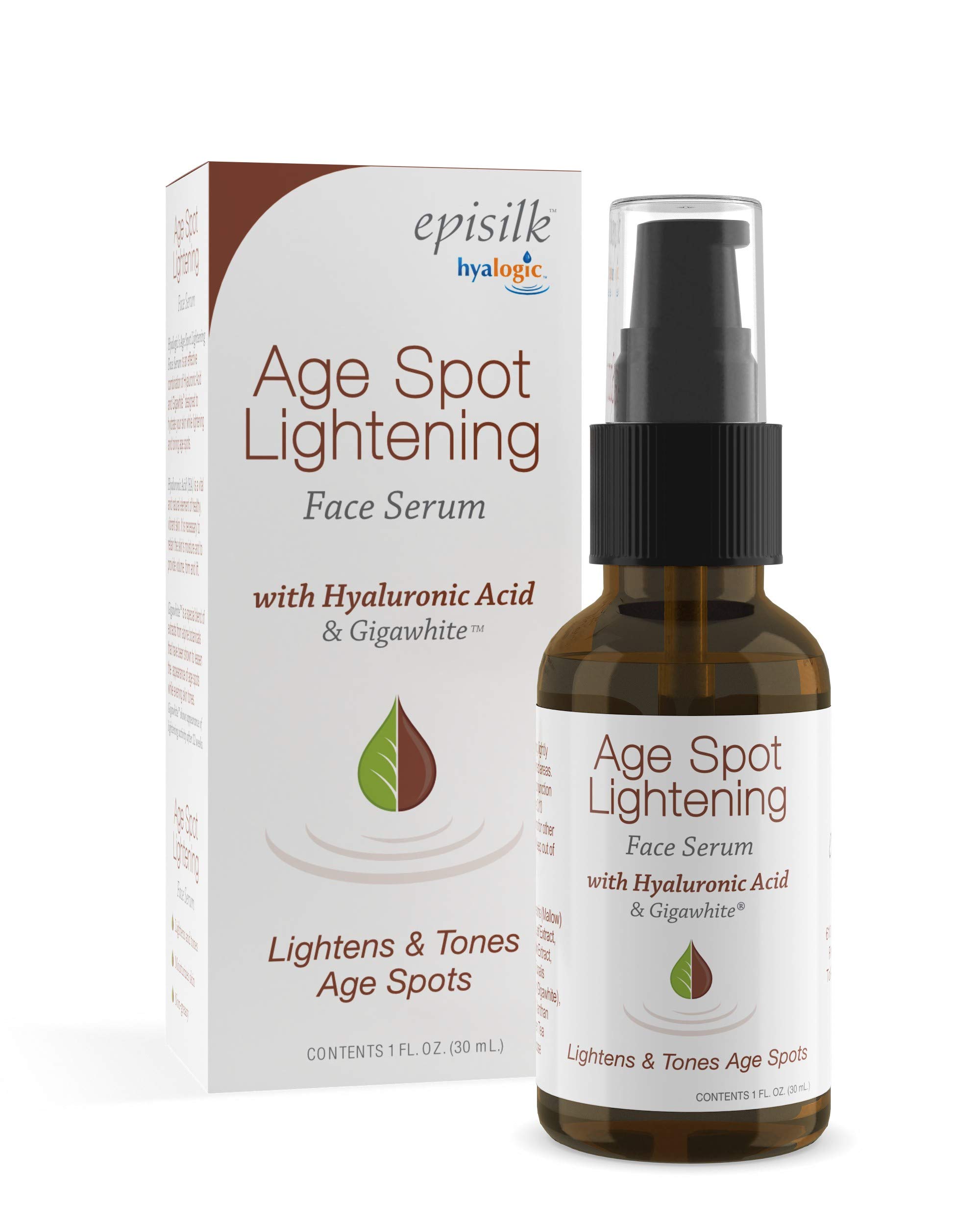 Age Spot Face Serum - Dark Spot Corrector with Hyaluronic Acid & Gigawhite - Brightening Serum for Age Spots, Wrinkles & Fine Lines - 1 Fl. oz by Hyalogic - Perfect for Daily Skincare Routine & Anti-Aging Treatment