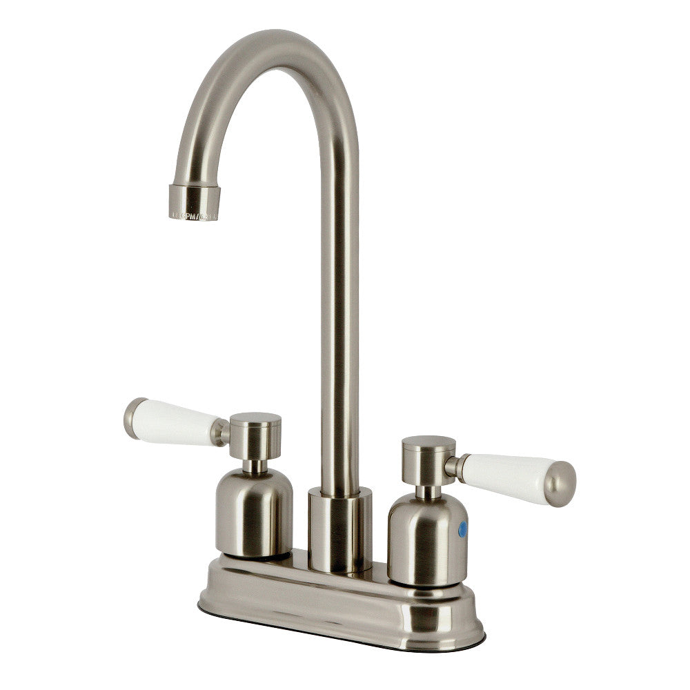 Kingston Brass FB8491DPL Paris 4 Inch Centerset High Arc Bar Faucet - Modern Bathroom Sink Faucet for Kitchen & Bar - Perfect for Small Spaces & High-Traffic Areas