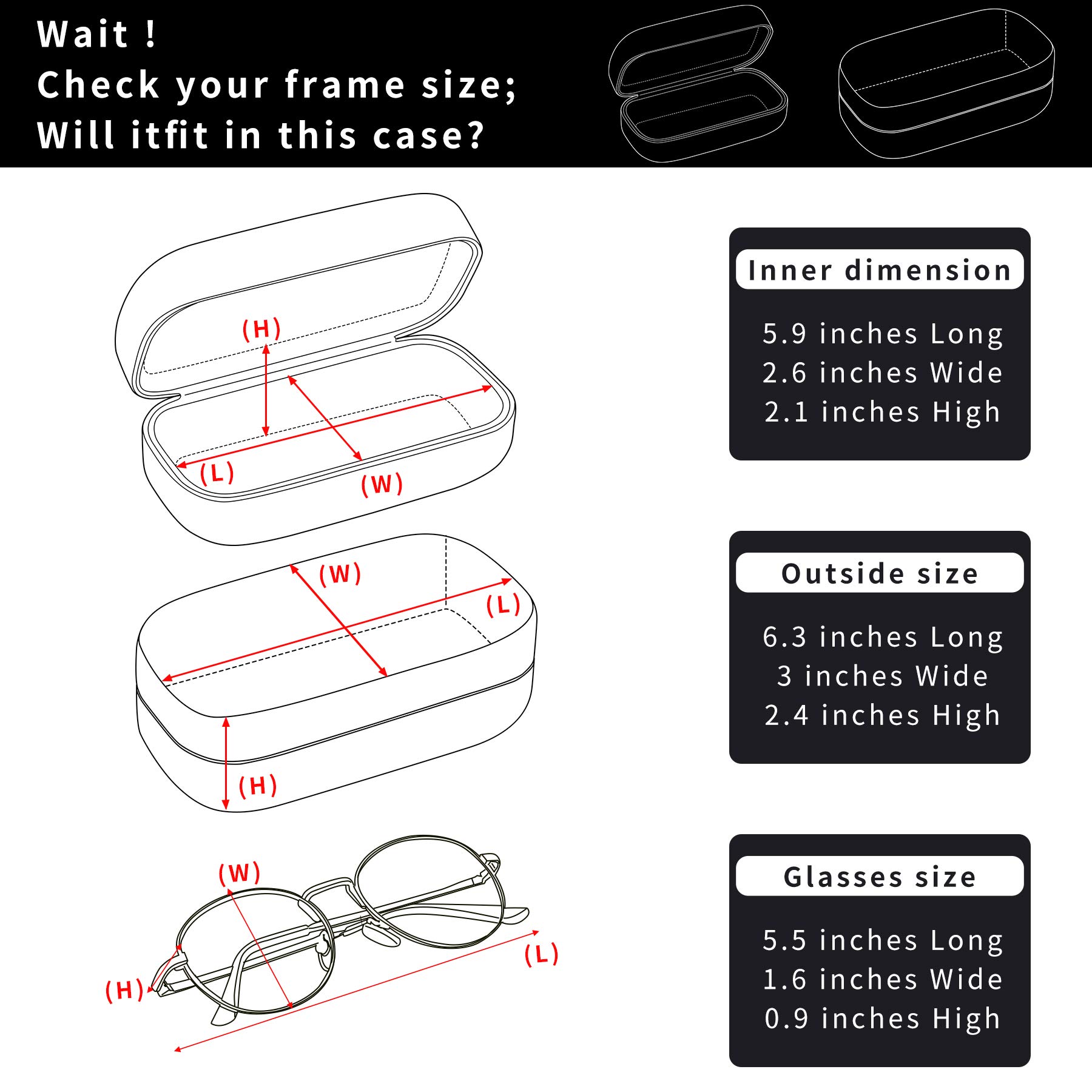 Durable Hard Sunglasses Case for Large Eyeglasses - Protective Storage for Medium to Large Frames - Perfect for Travel, Sports & Everyday Use