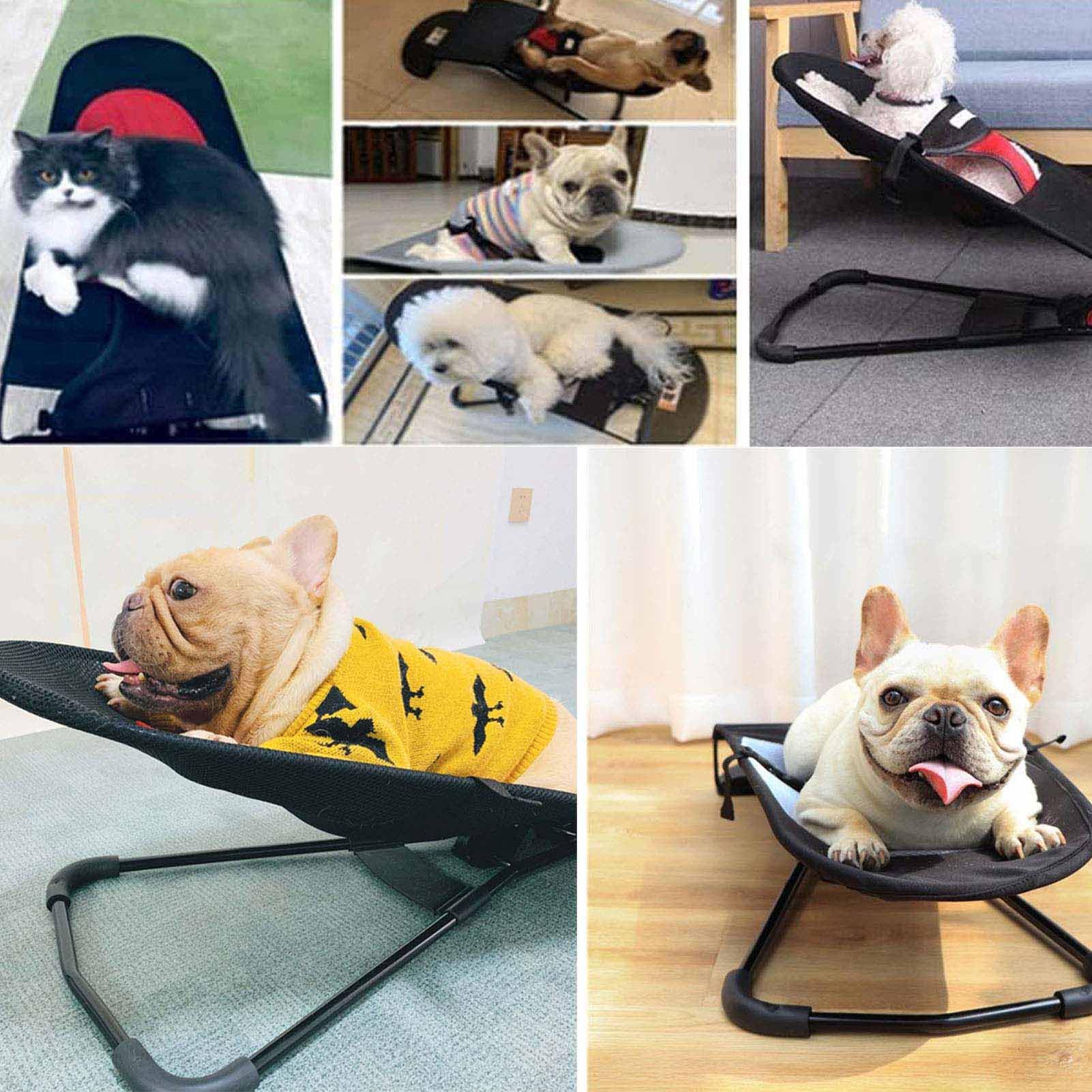 Portable Rocking Chair for Dogs & Cats - Washable, Thickened Pet Bed for Bulldogs, Schnauzers, Teddy & Puppies (Grey) - Perfect for Indoor Lounging, Outdoor Relaxation & Pet Napping Areas