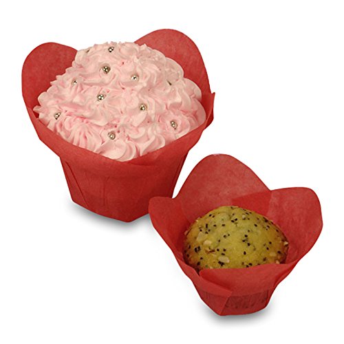 Premium Red Standard Lotus Cupcake Liners - 250 Count, 2 Inch Diameter - Perfect for Birthday Parties, Weddings & Baking Decorations