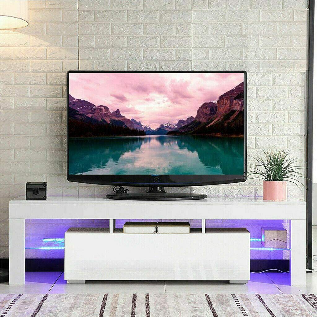 Modern TV Stand with LED Lights & Storage Drawers - 60 Inch Entertainment Center for Living Room, White TV Cabinet with Adjustable Shelves | Perfect for Home Theater Setup & Living Room Decor