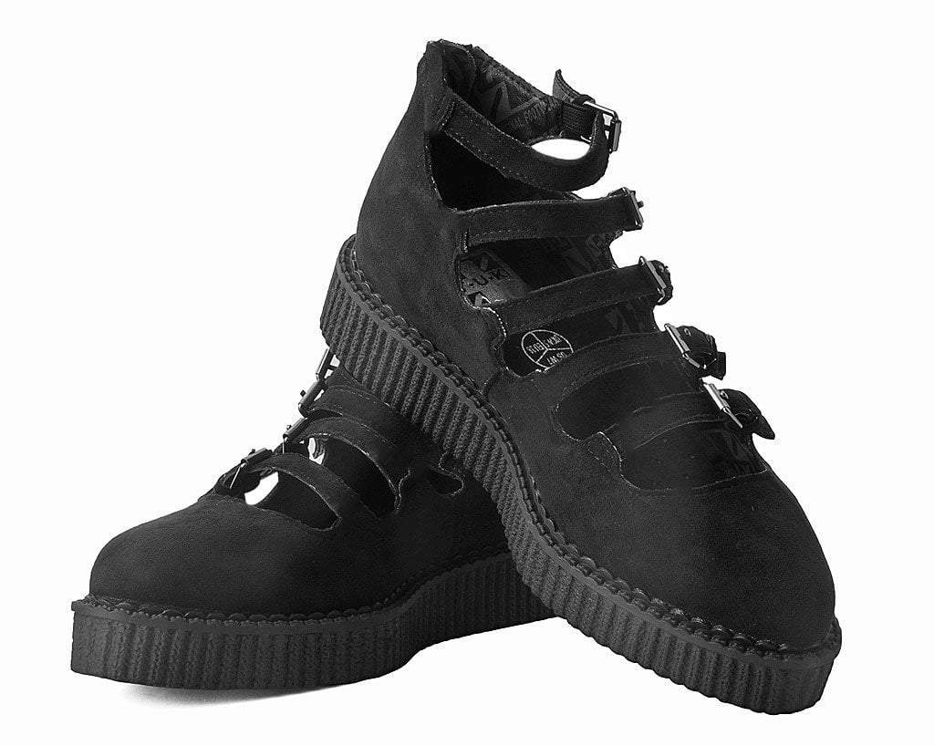 Black Faux Suede Multi Strap Pointed Toe Mary Jane Shoes for Women - Comfortable & Stylish Heels for Office, Party & Everyday Wear