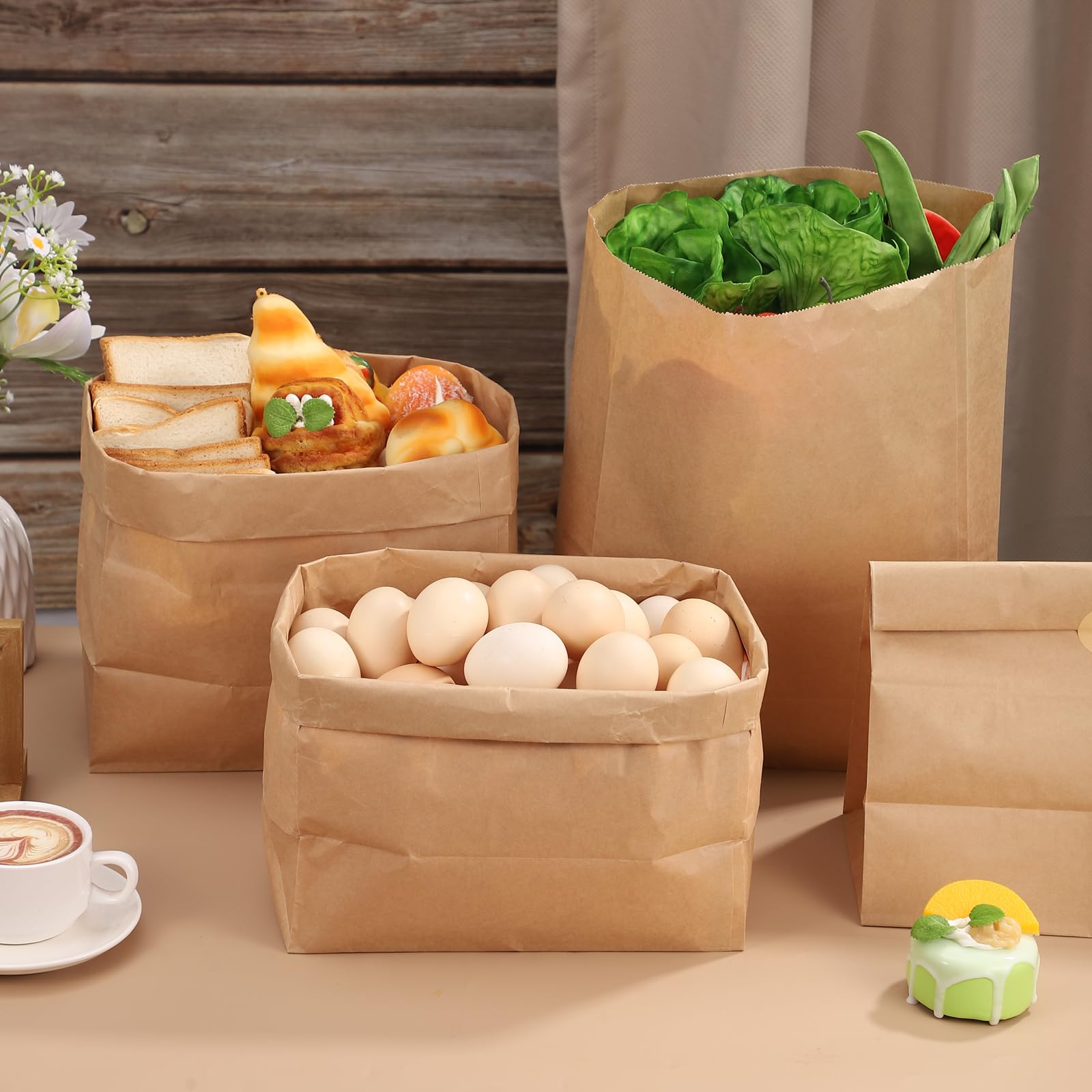 60 Pcs Large Brown Paper Grocery Bags 13x9.8x5.5 Inch - Eco-Friendly Bulk Paper Sacks for Gift Packaging, Shopping & Retail Use - Perfect for Parties, Weddings, Grocery Stores & Farmers Markets
