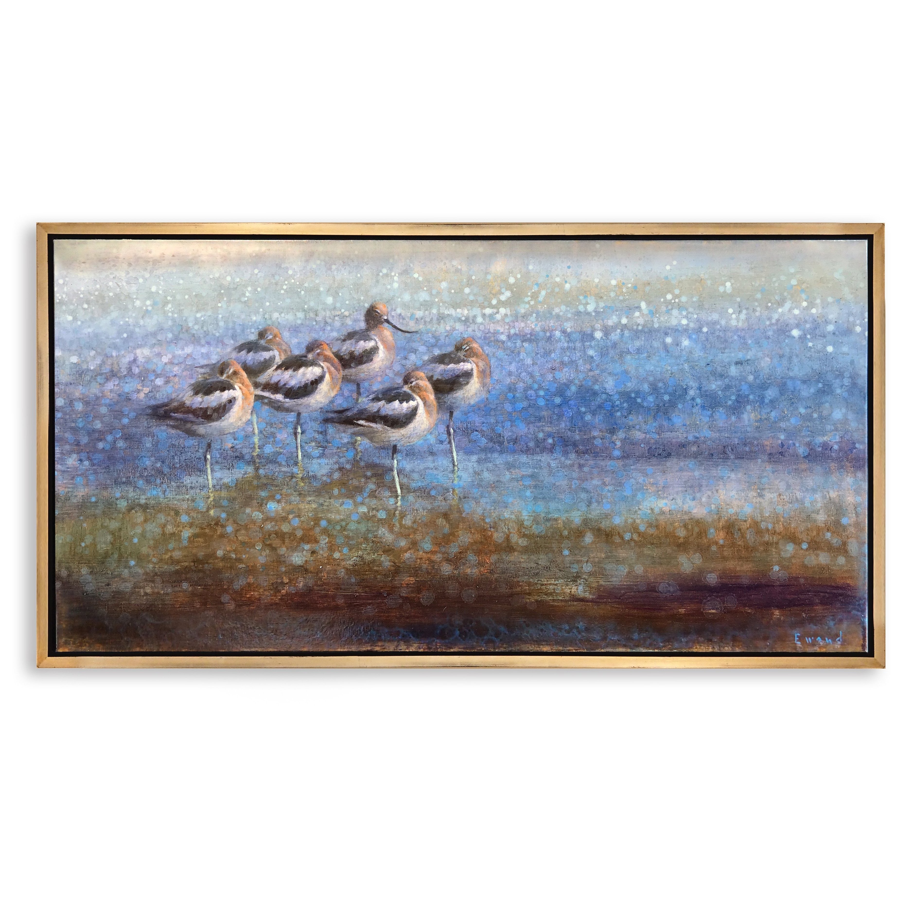 Resting Avocets Painting - Handmade Canvas Wall Art - Coastal Bird Decor for Living Room, Bedroom & Office