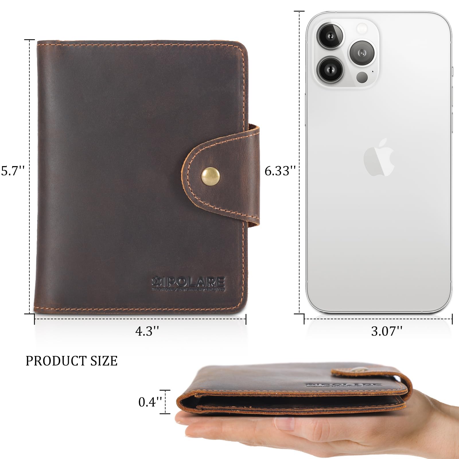 Premium Full Grain Leather Slim RFID Blocking Bifold Wallet for Men - Travel Passport Holder with Snap Closure (Dark Brown) | Ideal for Business, Travel & Everyday Use
